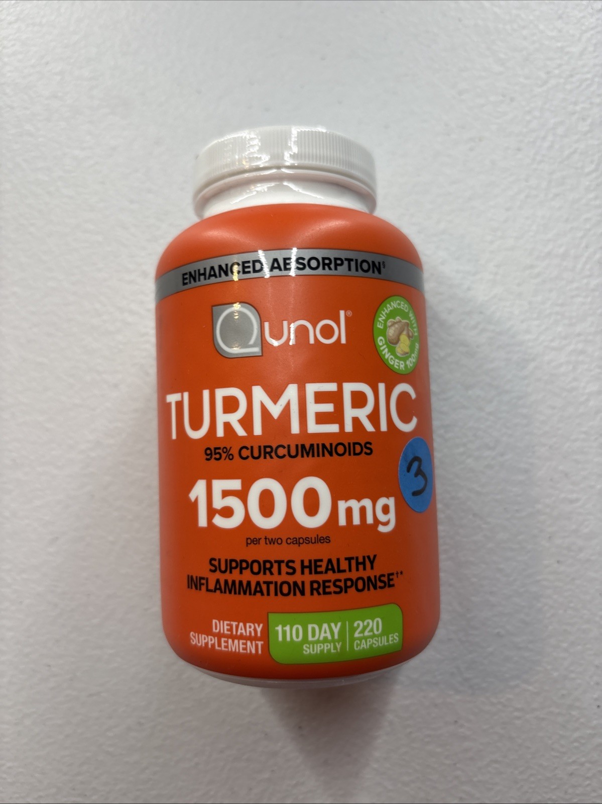 Qunol Turmeric 1,500mg. 220 Capsules