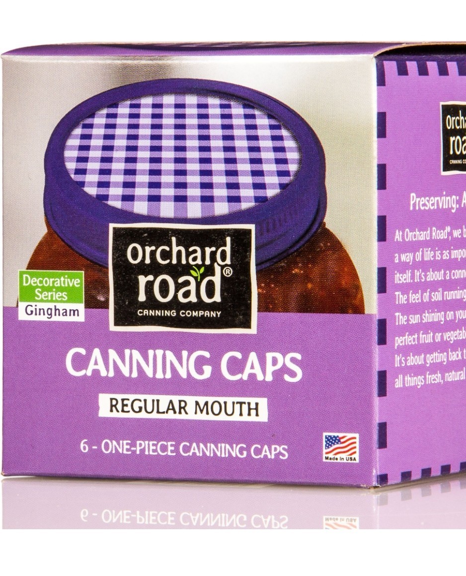 Vintage Orchard Road  Canning Lids Gingham One Piece Case 8/6 Packs