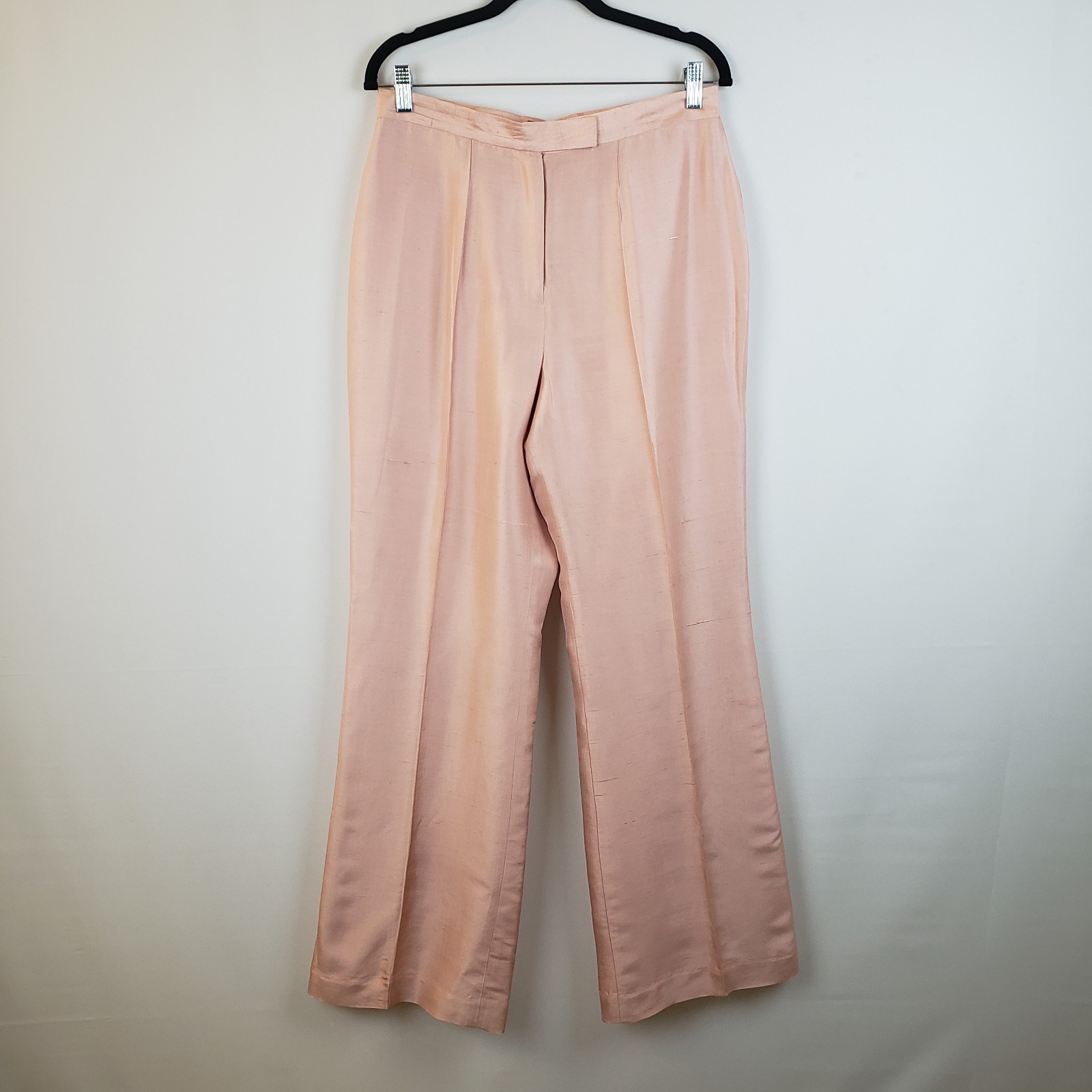 Harris Wallace Silk Pants 12 Pink Shantung Center Leg Pleats Dressy Lined 31\