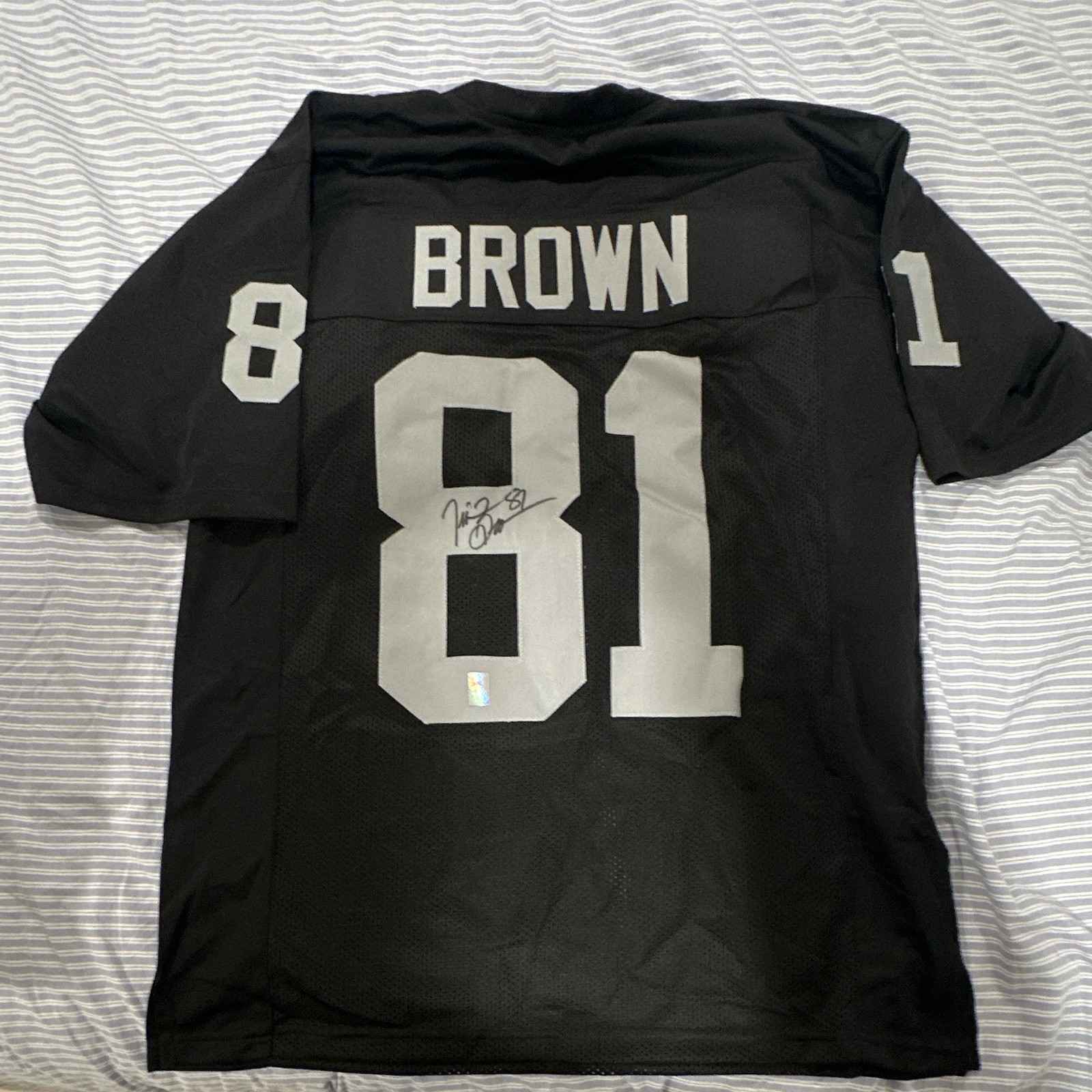 Tim Brown, Raiders, Custom Jersey, Player Certified Autograph By Tim Brown