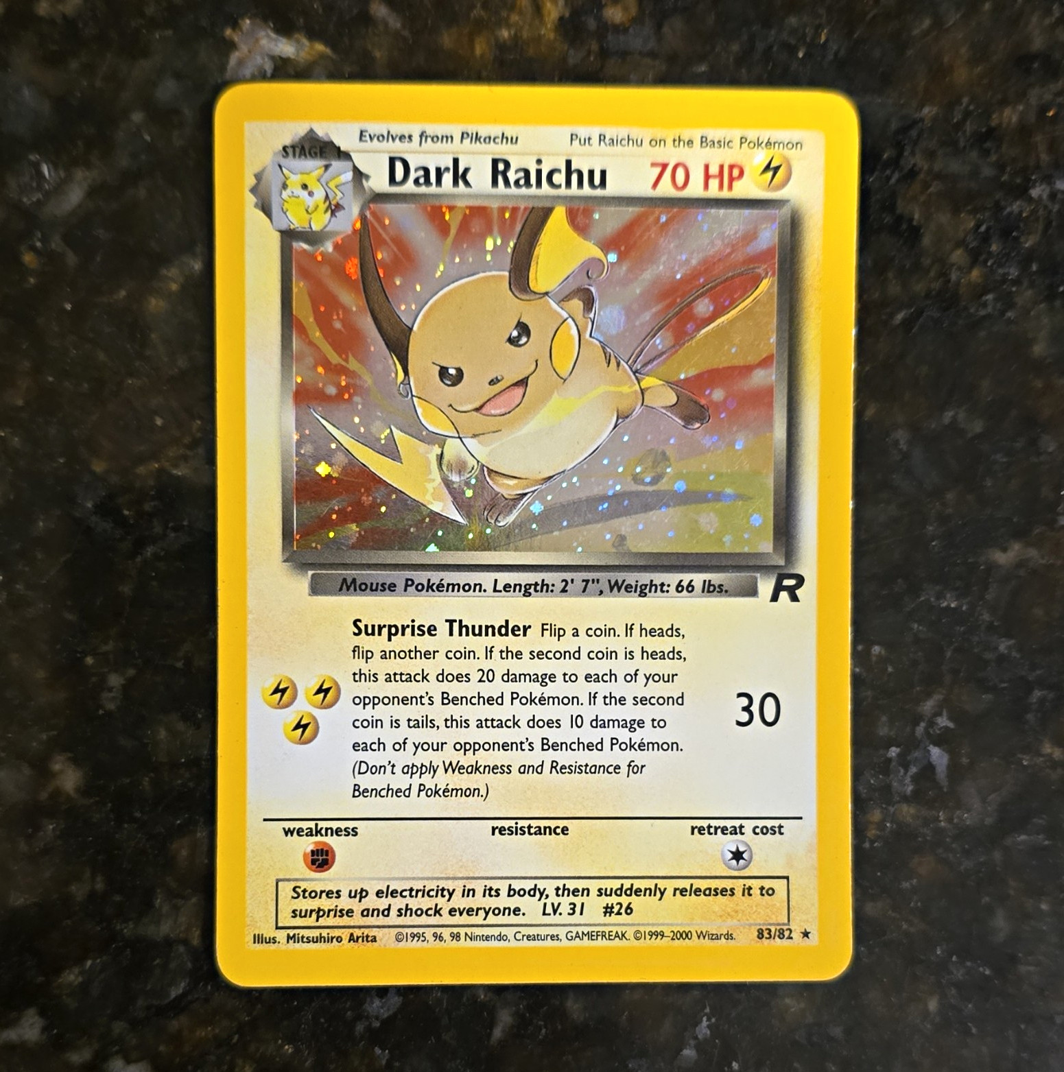 Wizards of the Coast Pokémon TCG Dark Raichu Holo Team Rocket 83/82 EN 2000 Wizards of the Coast Pokémon TCG Dark Raichu Holo Team Rocket 83/82 EN 2000