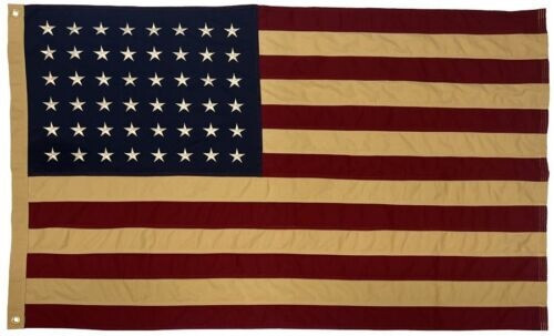 VINTAGE COTTON 48 STAR AMERICAN FLAG - 3 X 5 OLD GLORY SEWN AND EMBROIDERED USA VINTAGE COTTON 48 STAR AMERICAN FLAG - 3 X 5 OLD GLORY SEWN AND EMBROIDERED USA