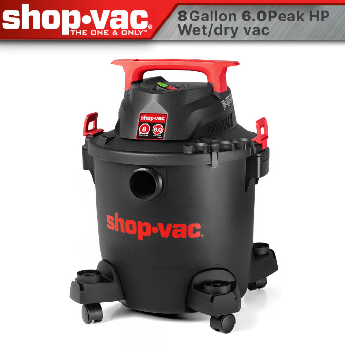 Shop-Vac 8 Gallon Wet/Dry Vacuum, 6.0 Peak HP, Stainless Steel Tank