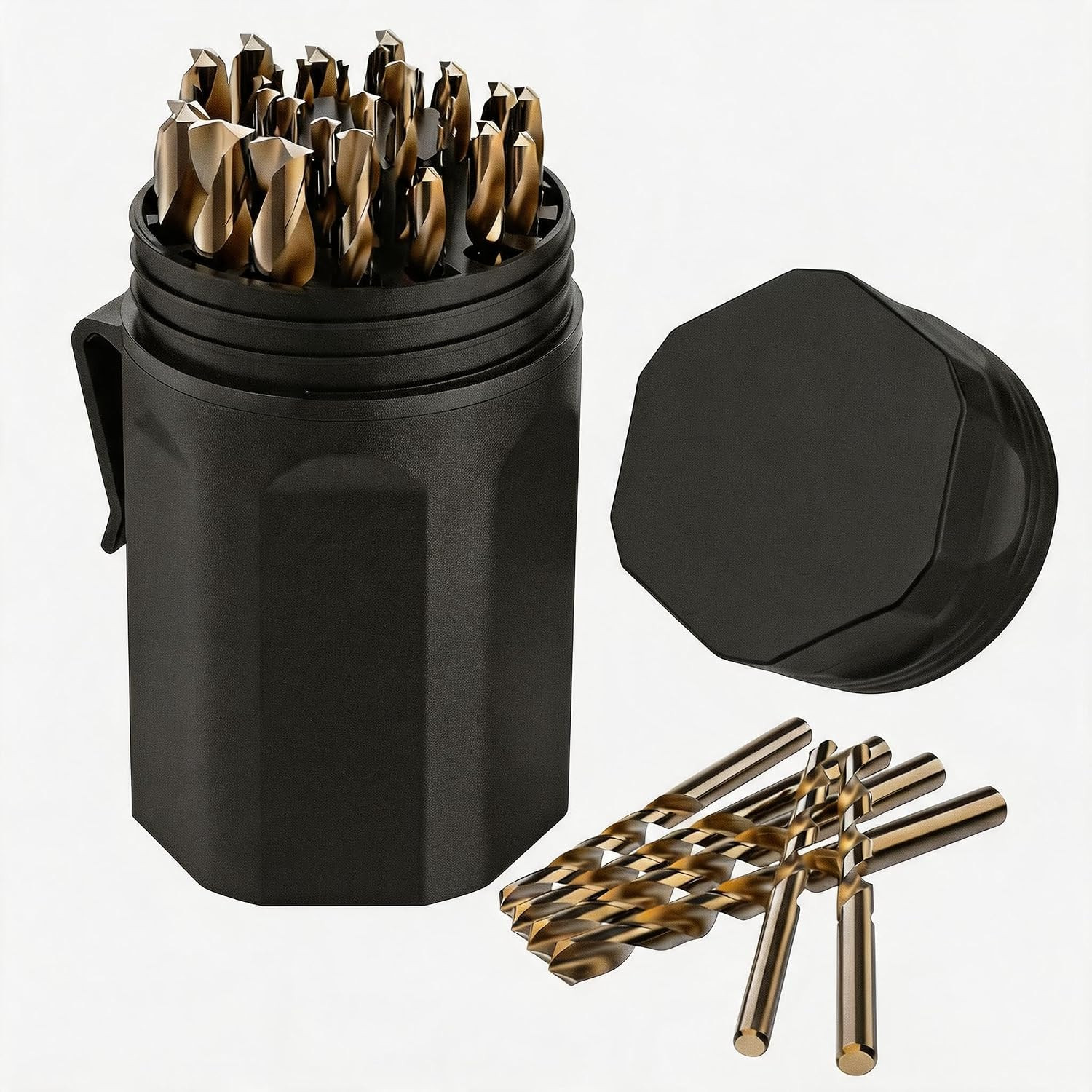 29PCS Drill Bit Set, M2 HSS, 135°Tip, Twist Jobber Length Drill Bit Kit for Hard