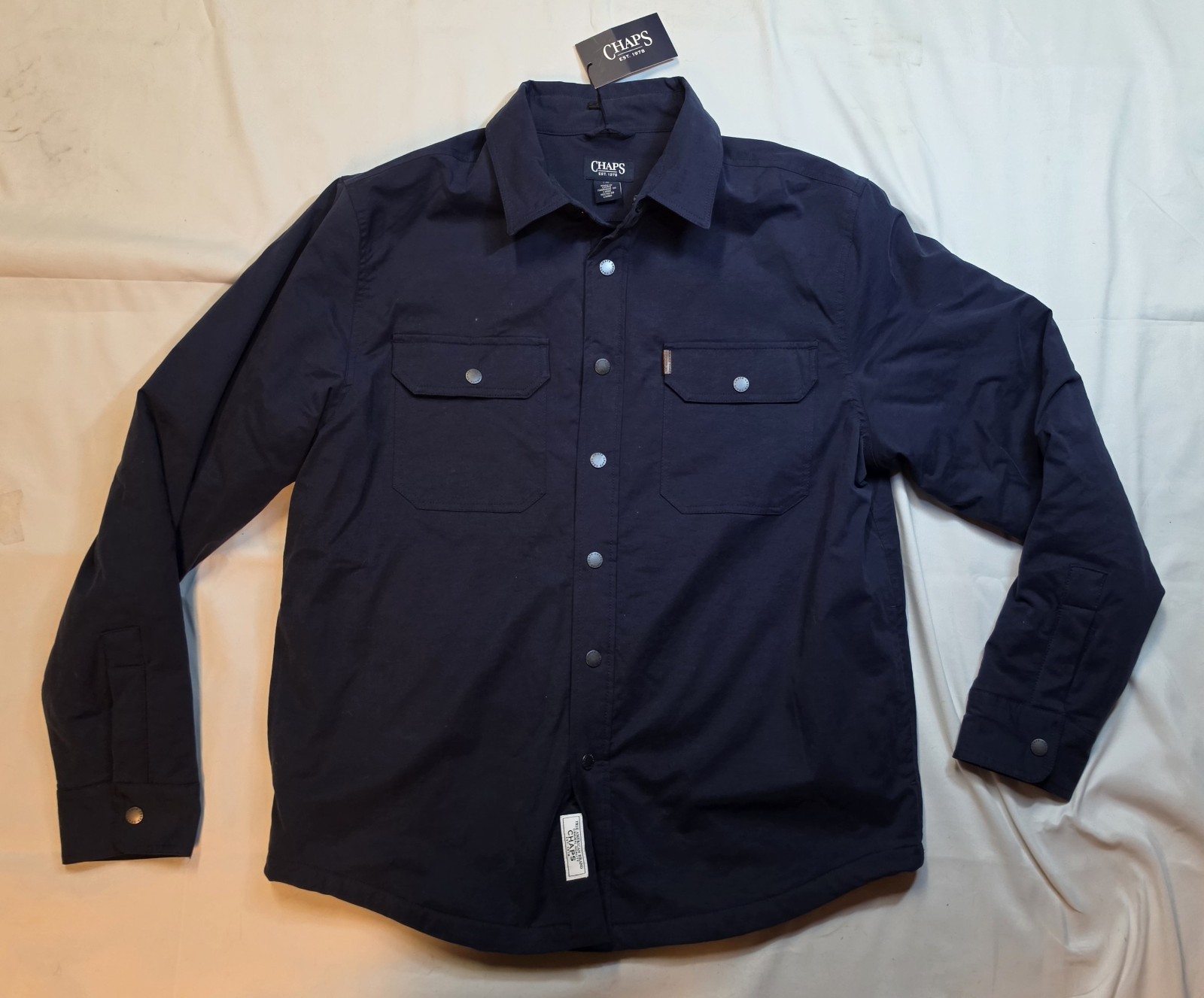 Chaps Men\'s Fleece Lined Work Shirt/Jacket American Navy • Large Chaps Men\'s Fleece Lined Work Shirt/Jacket American Navy • Large