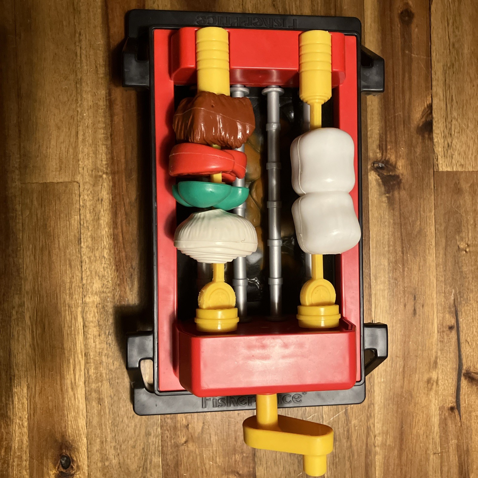 Vintage Fisher Price Rotating Skewers Grill w/ Sounds, Removable Skewers & Food