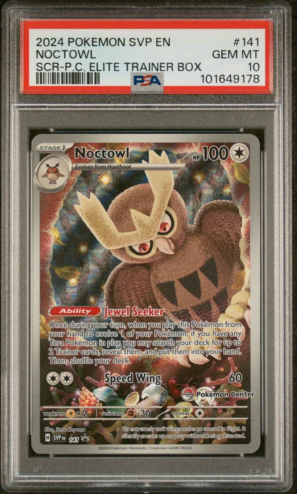 2024 POKEMON STELLAR CROWN POKEMON CENTER ETB PROMO #141 NOCTOWL PSA 10 GEM MINT 2024 POKEMON STELLAR CROWN POKEMON CENTER ETB PROMO #141 NOCTOWL PSA 10 GEM MINT