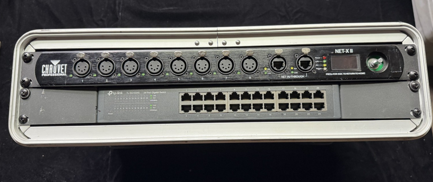 Chauvet Net-X II Ethernet to DMX Converter in Rack Case with Ethernet Switch