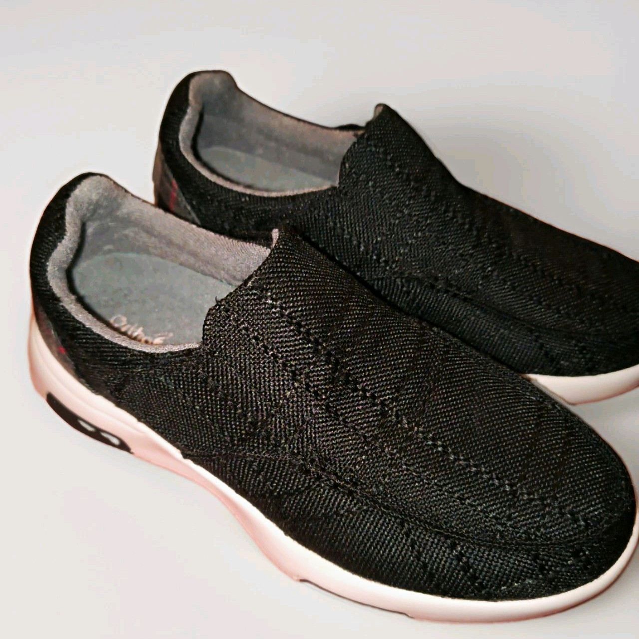OrthoComfoot Women’s Comfort Slip-On Casual Shoes Black/White Plaid EU 37