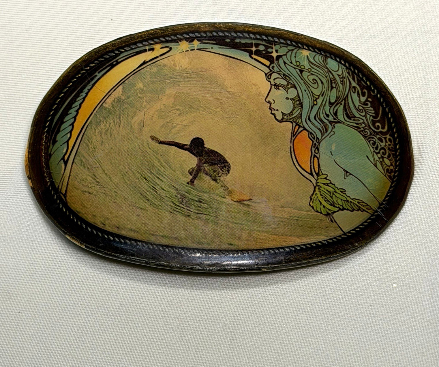 Vintage 1970s Bill Ogden surfing wave belt Buckle Vintage 1970s Bill Ogden surfing wave belt Buckle