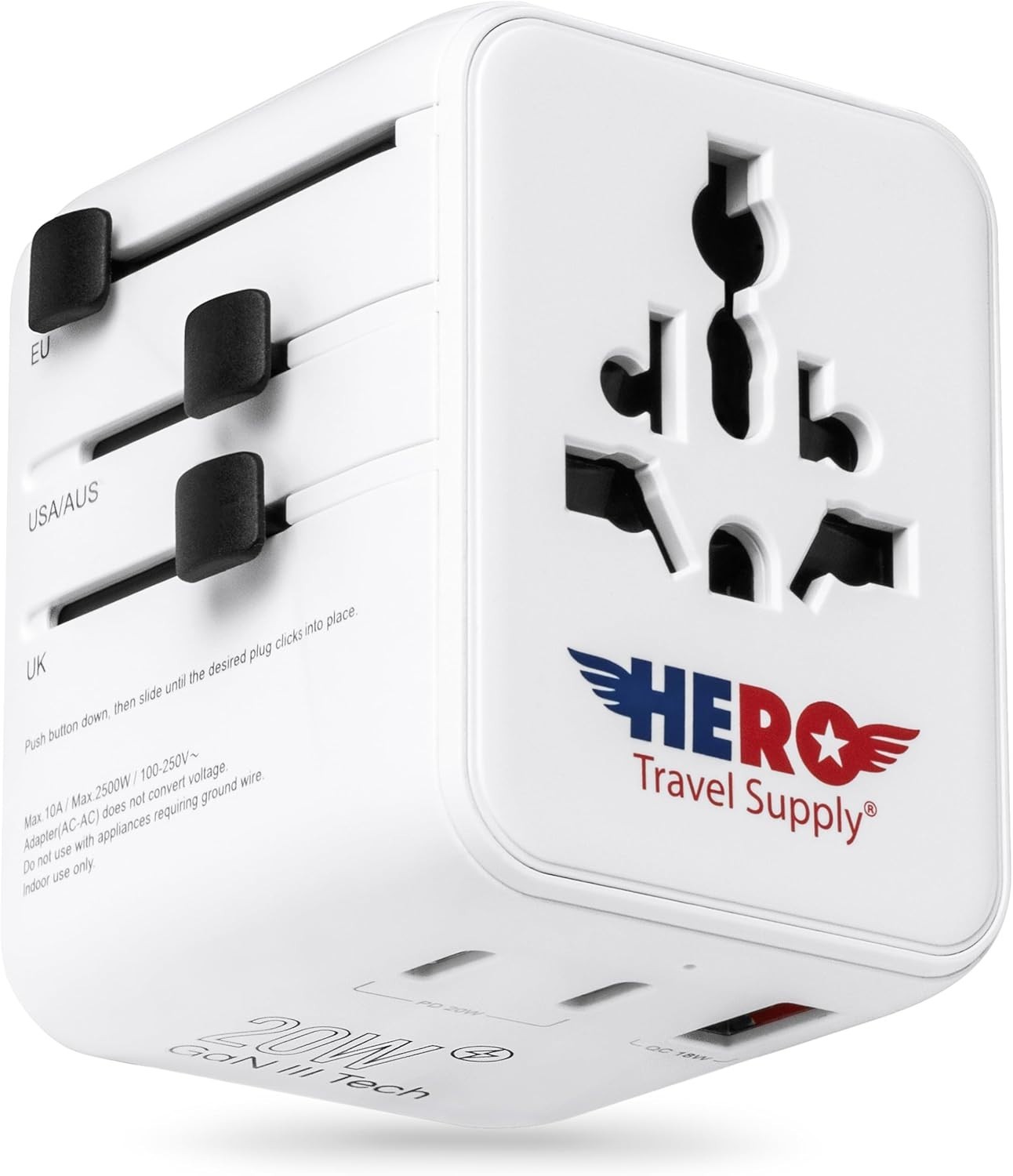 International Travel Power Adapter for Europe UK US AUS Asia 3x USB C 20W Fuse International Travel Power Adapter for Europe UK US AUS Asia 3x USB C 20W Fuse