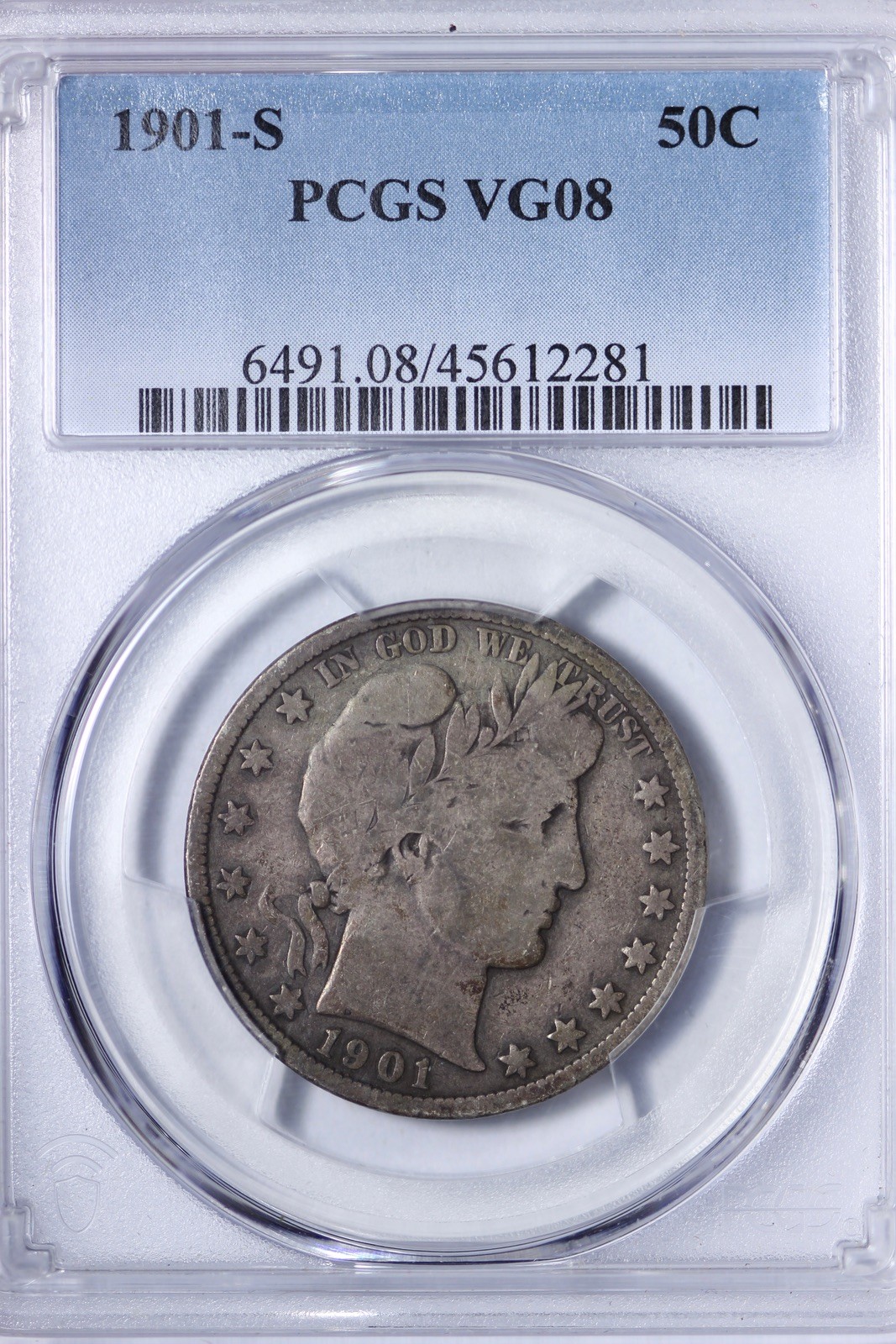 1901-S Barber Half Dollar PCGS VG08 VG8 UTCCE