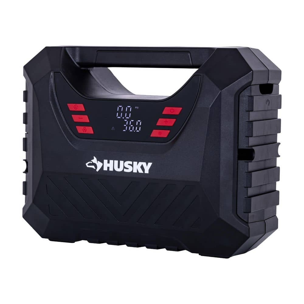 Husky 12V/120V Portable Quick Flow Air Compressor w/ Digital Pressure Gauge