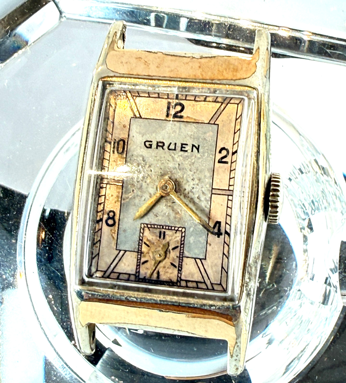  Vintage GRUEN 15J 10GF 501 244 ART DECO TANK Wind Mechanical Dial Watch Runs