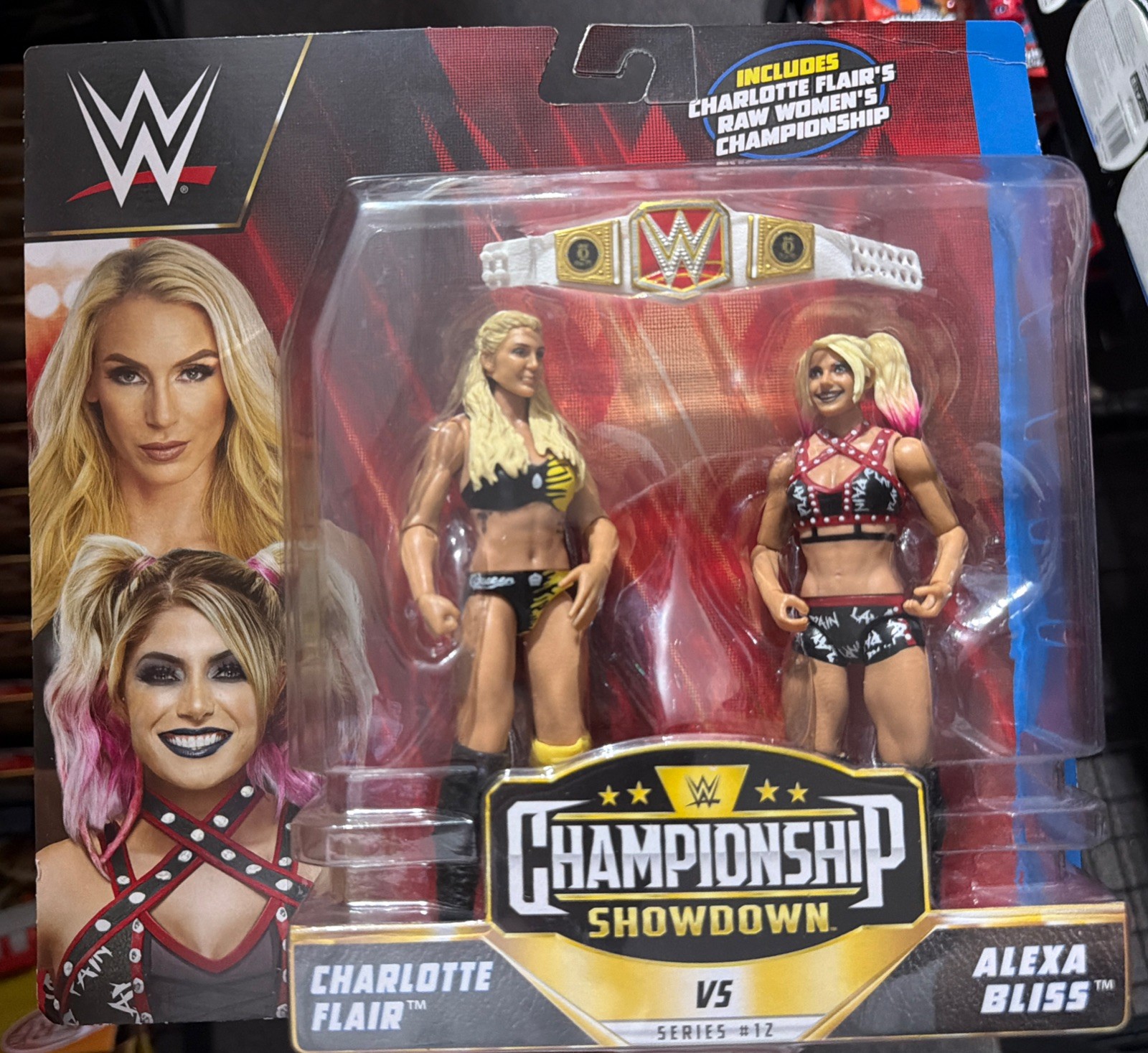 Charlotte Flair vs Alexa Bliss WWE Championship Showdown Box Heavy Wear Mattel