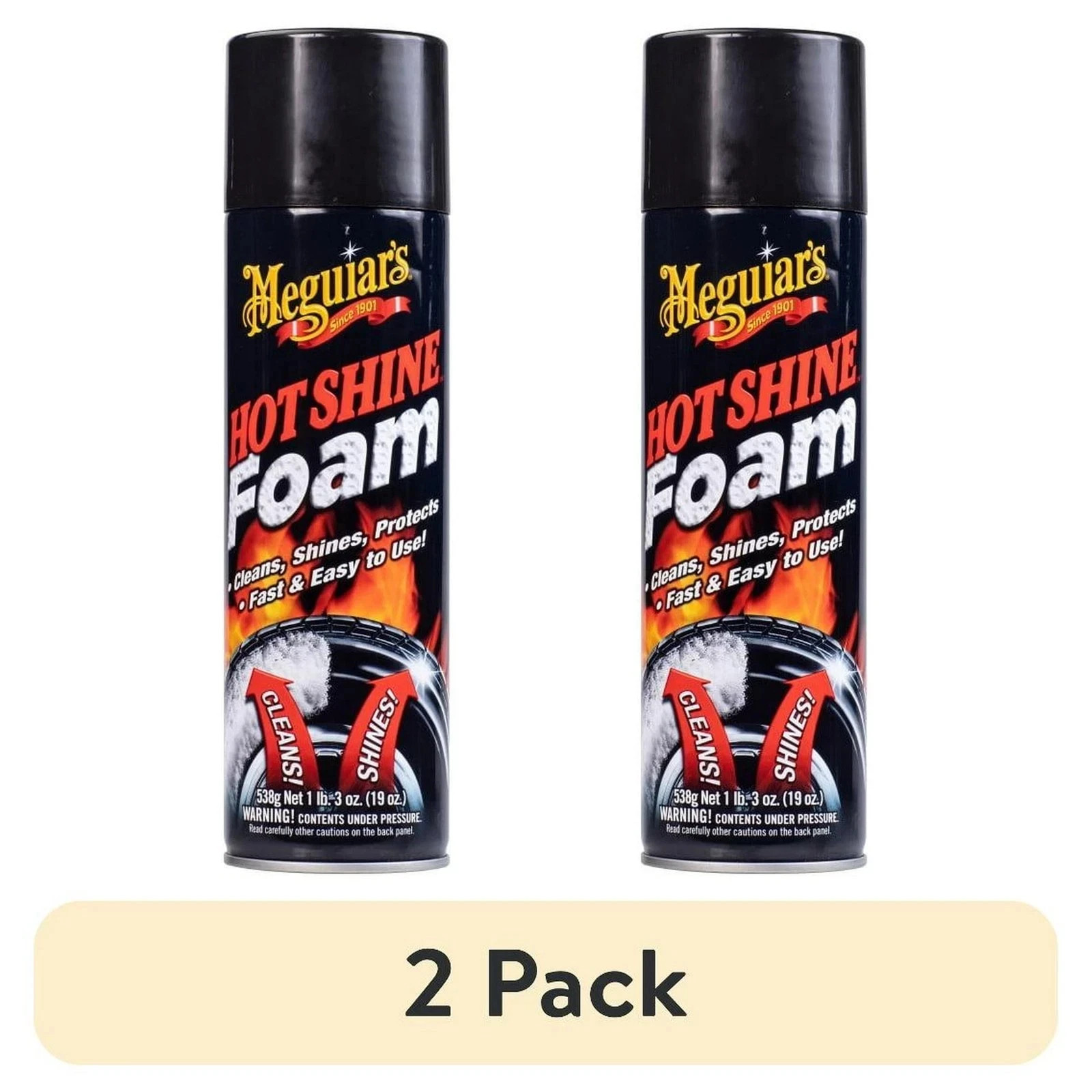 (2 Pack) Meguiar's Hot Shine Tire Foam, G13919, 19 oz, Aerosol, Easy Spray Foam