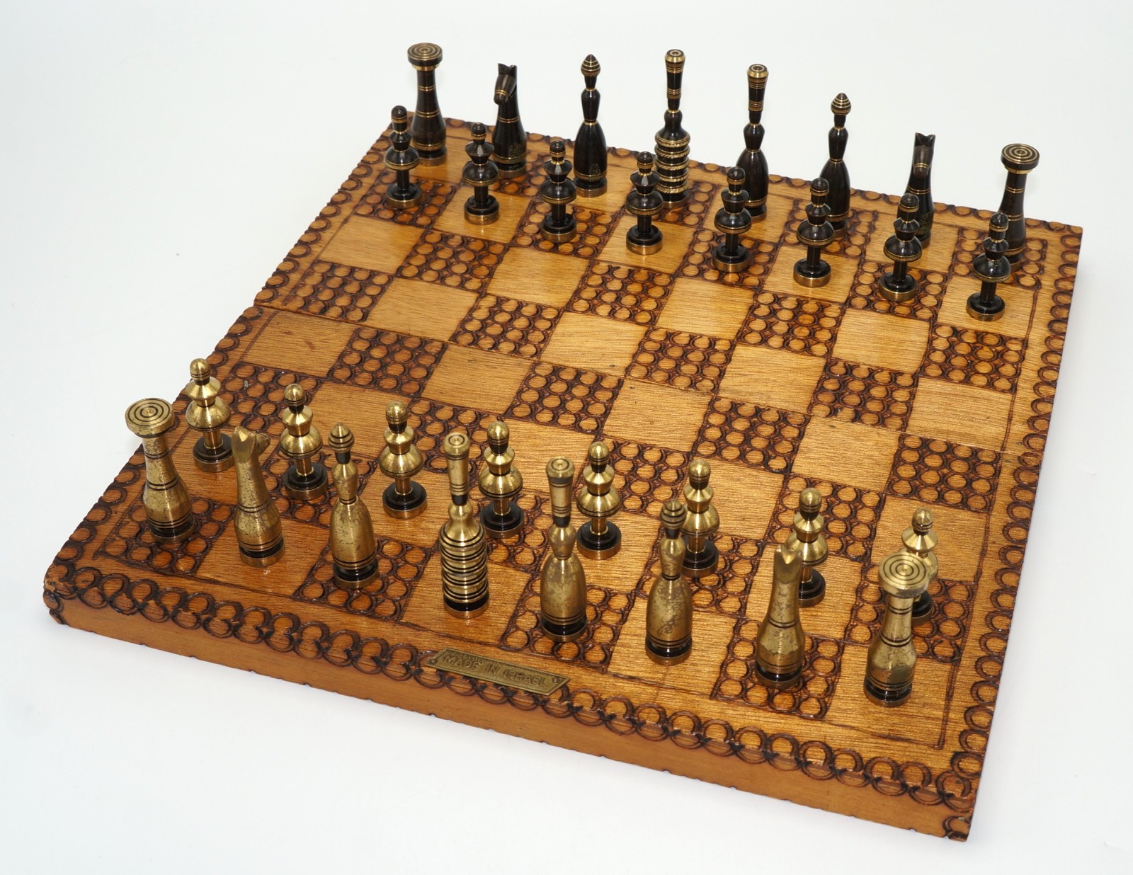 Vintage Hans Teppich Brass Chess Set Mid 20th Century Made in Israel Very Rare