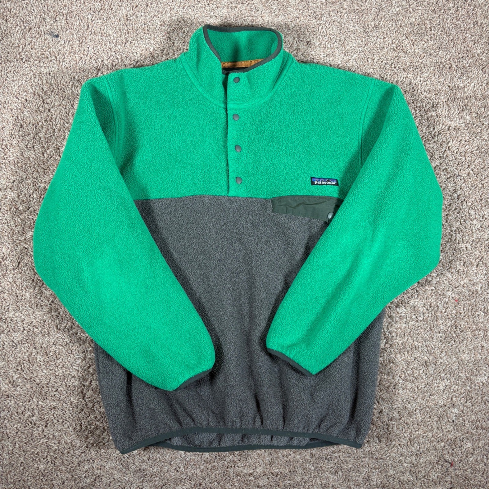 Patagonia Synchilla Snap-T Fleece Pullover Green Gray Mens Small 25450