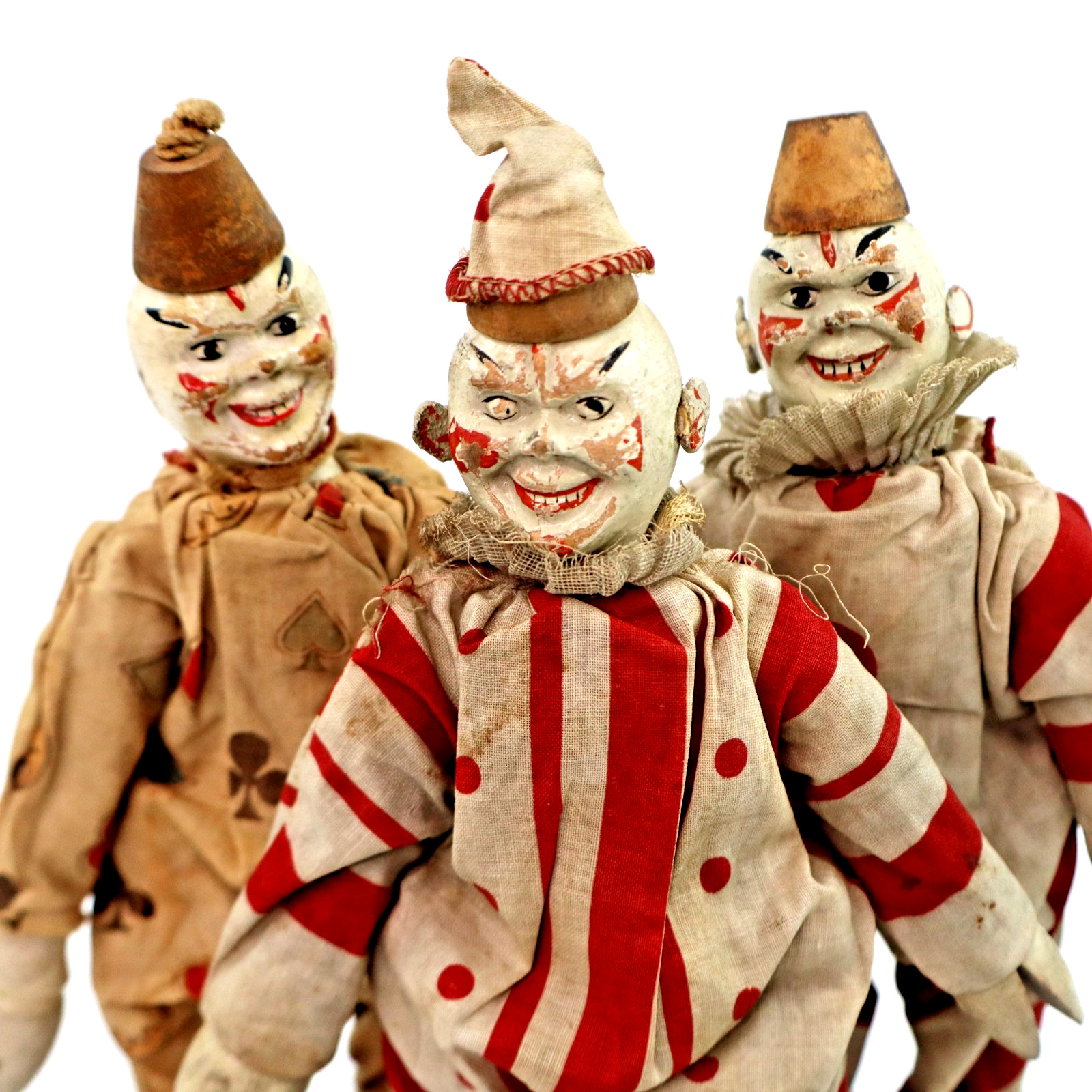 3 Antique Schoenhut Humpty Dumpty Clown Wood Dolls Toy Cracker Jack Circus 8\