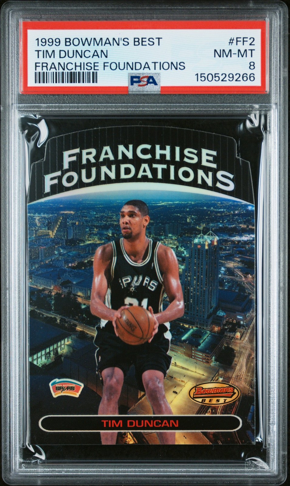1999 Bowman's Best #FF2 Tim Duncan Franchise Foundations Die-Cut PSA 8 POP/1 1999 Bowman's Best #FF2 Tim Duncan Franchise Foundations Die-Cut PSA 8 POP/1