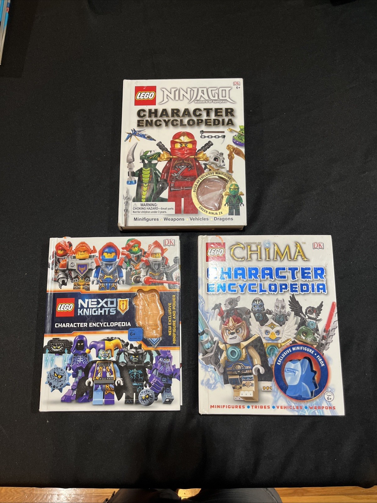 Lot of 3 Ninjago Chima Nexo Knights Character Encyclopedia Hardcover Books Lot of 3 Ninjago Chima Nexo Knights Character Encyclopedia Hardcover Books
