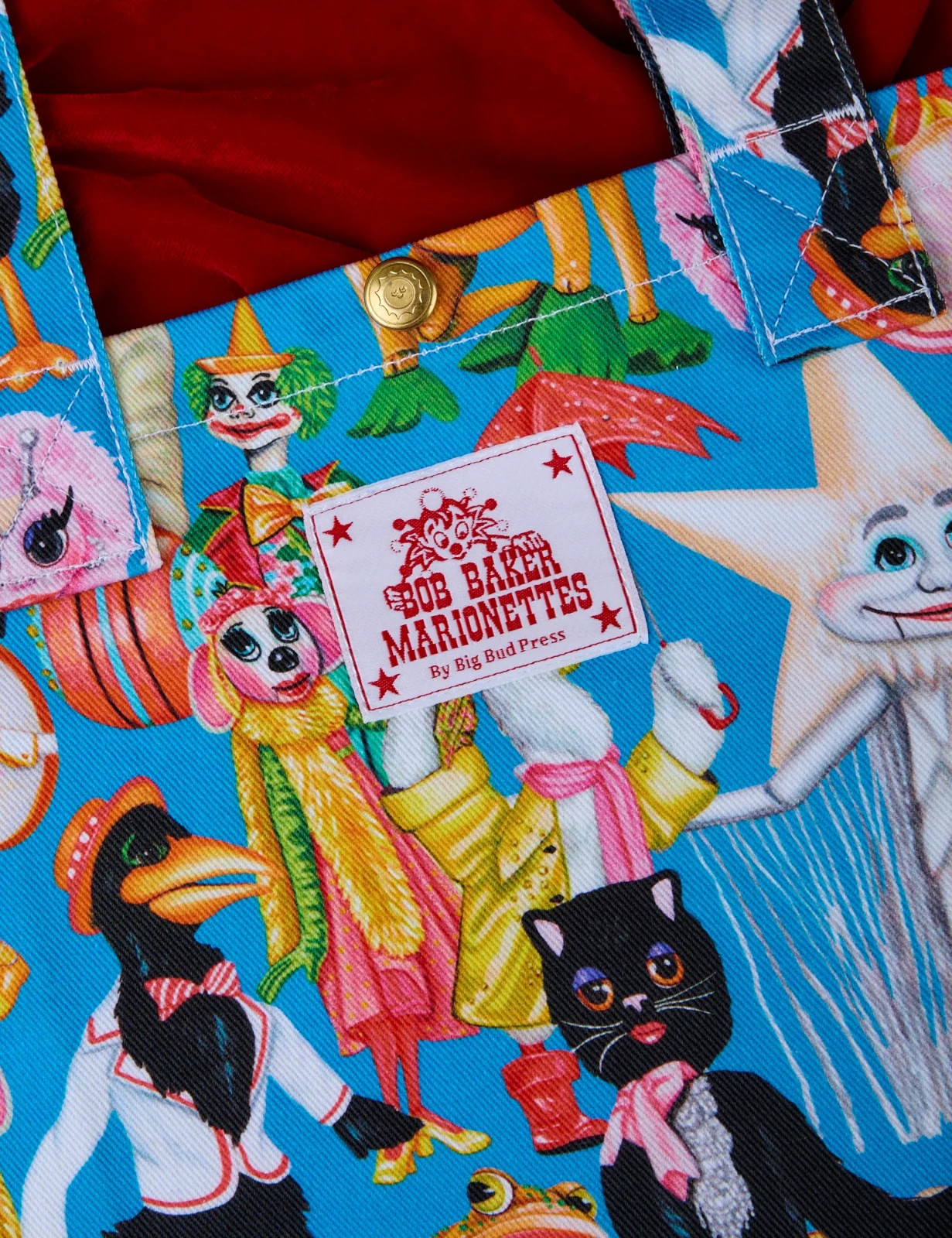 Big Bud Press blue Bob Baker Marionettes Puppets Print shopper tote bag NWT htf