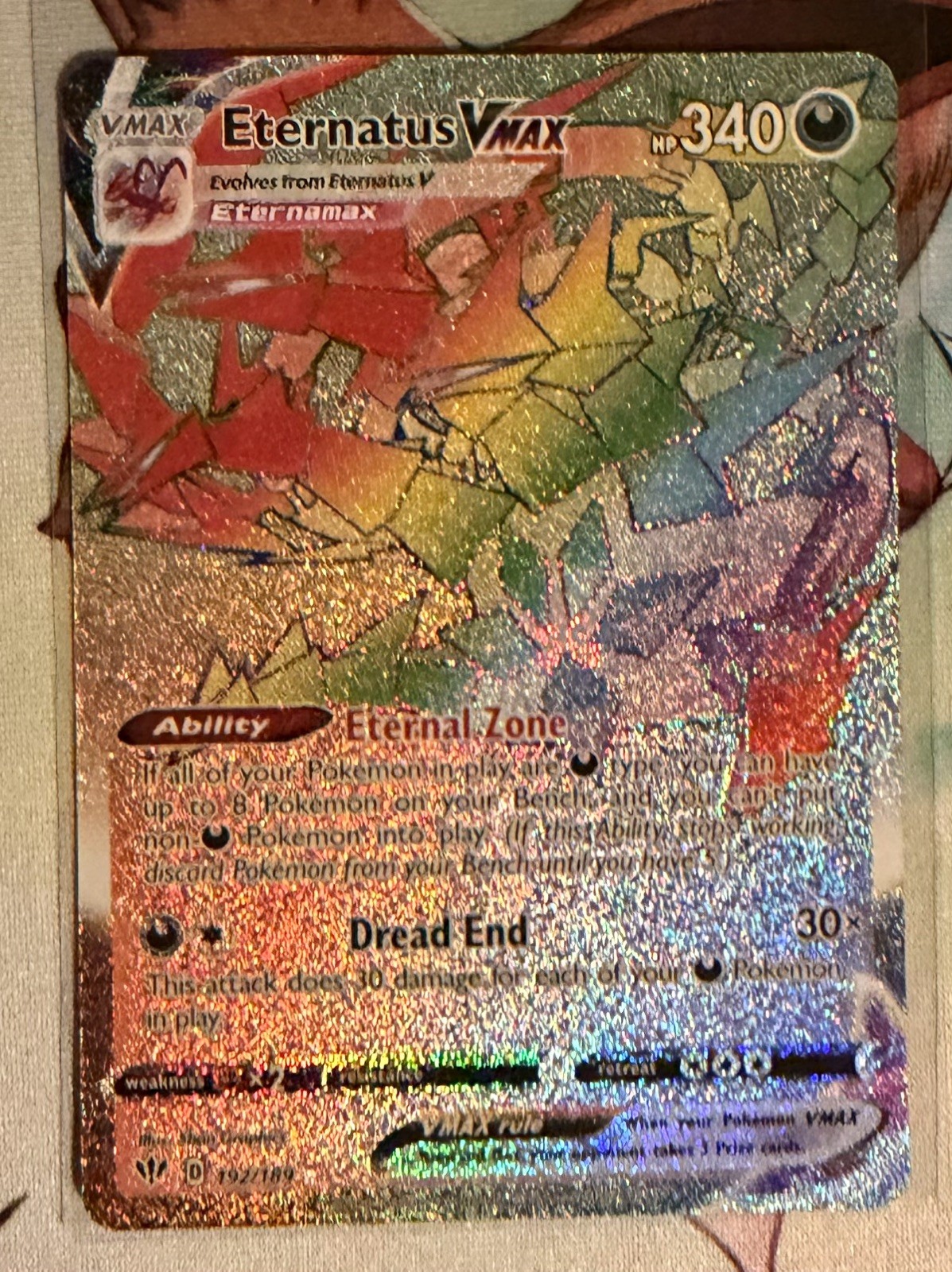 2020 Pokémon TCG Sword & Shield Darkness Ablaze Eternatus VMAX 192 Full Art
