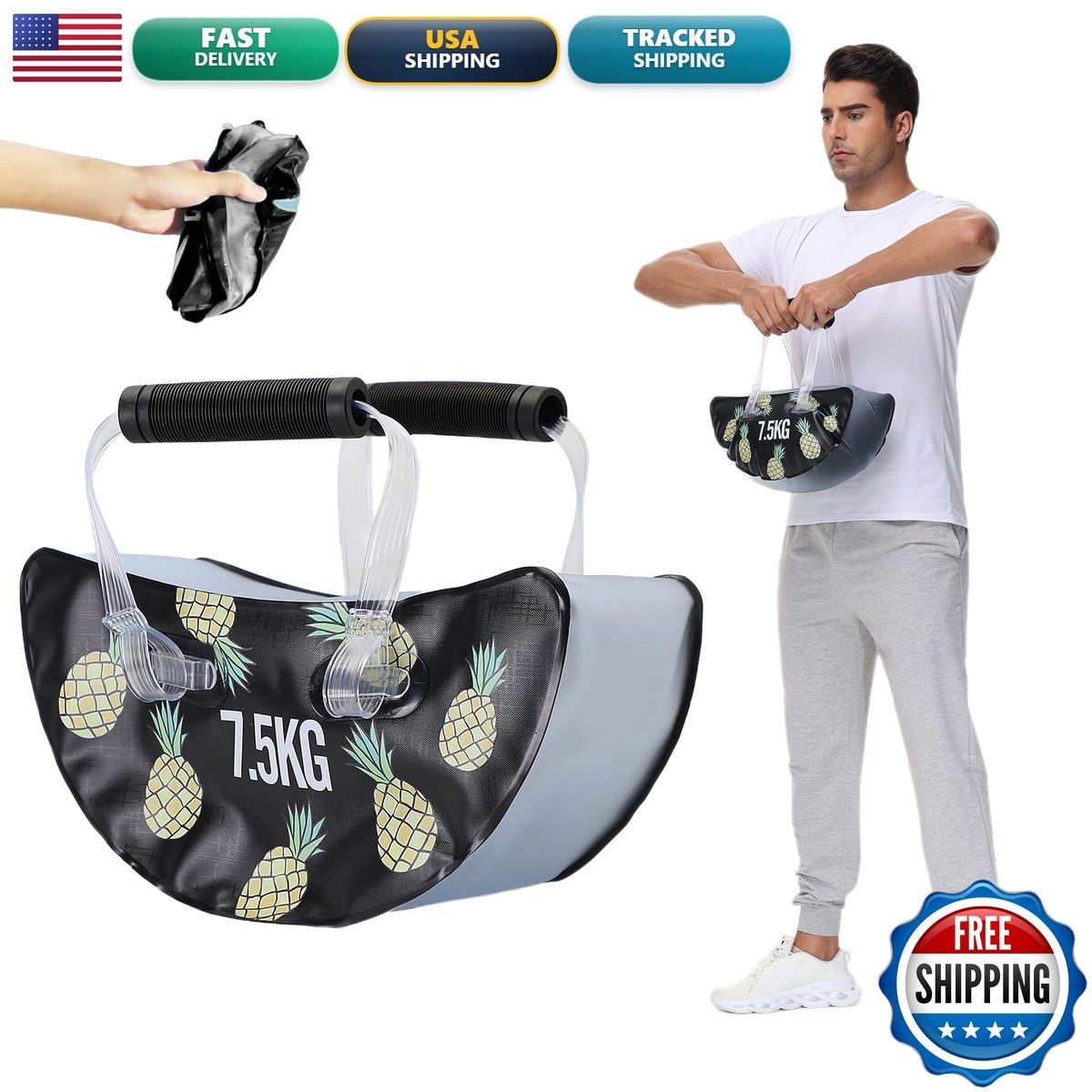 DEIRIS Water Kettlebell 15lbs - Soft Kettlebell - Water Weights Aqua Bag