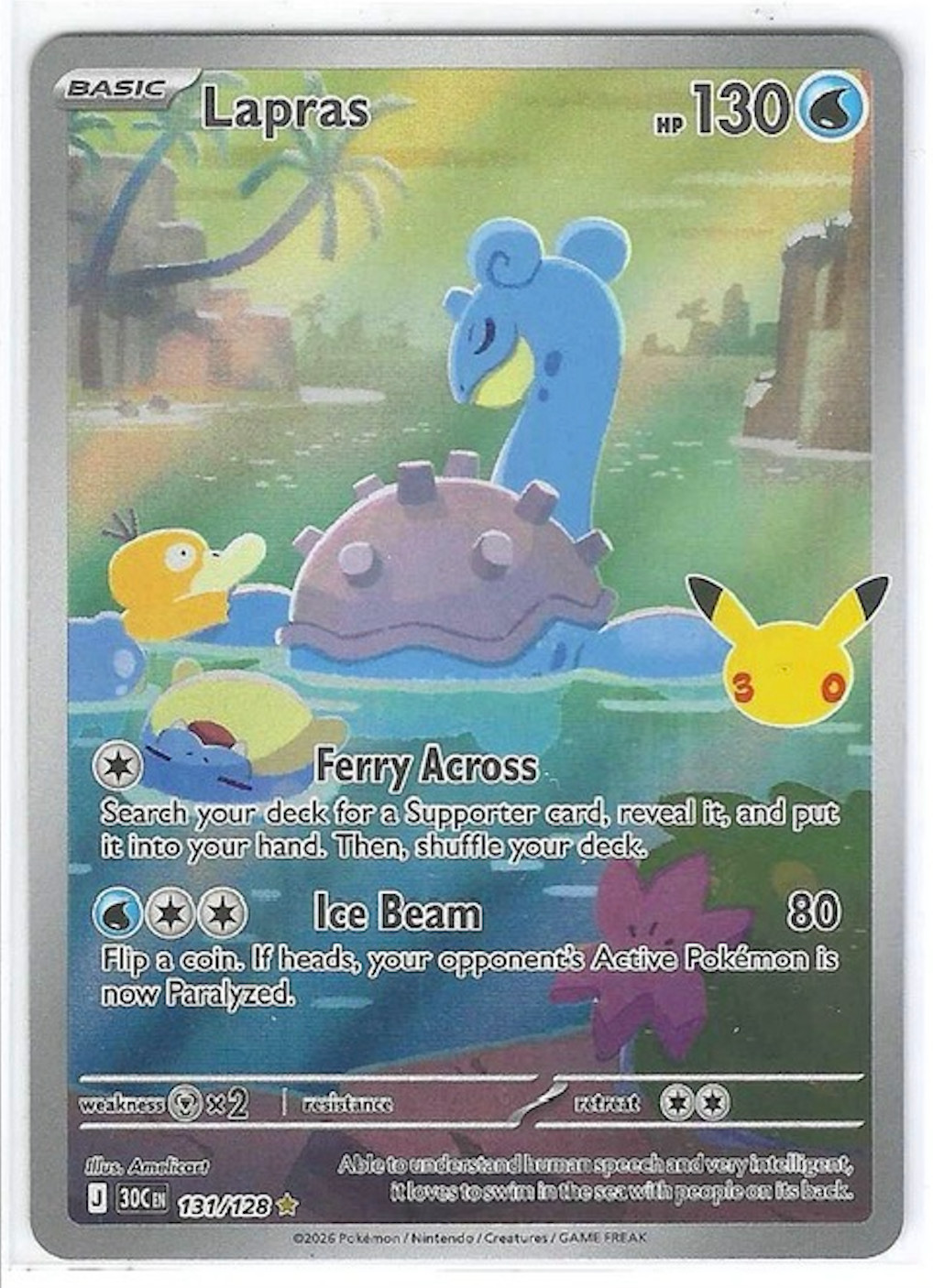 Lapras 131/128 Pokémon ME: 30th Anniversary Celebration Illustration Rare Holo Lapras 131/128 Pokémon ME: 30th Anniversary Celebration Illustration Rare Holo