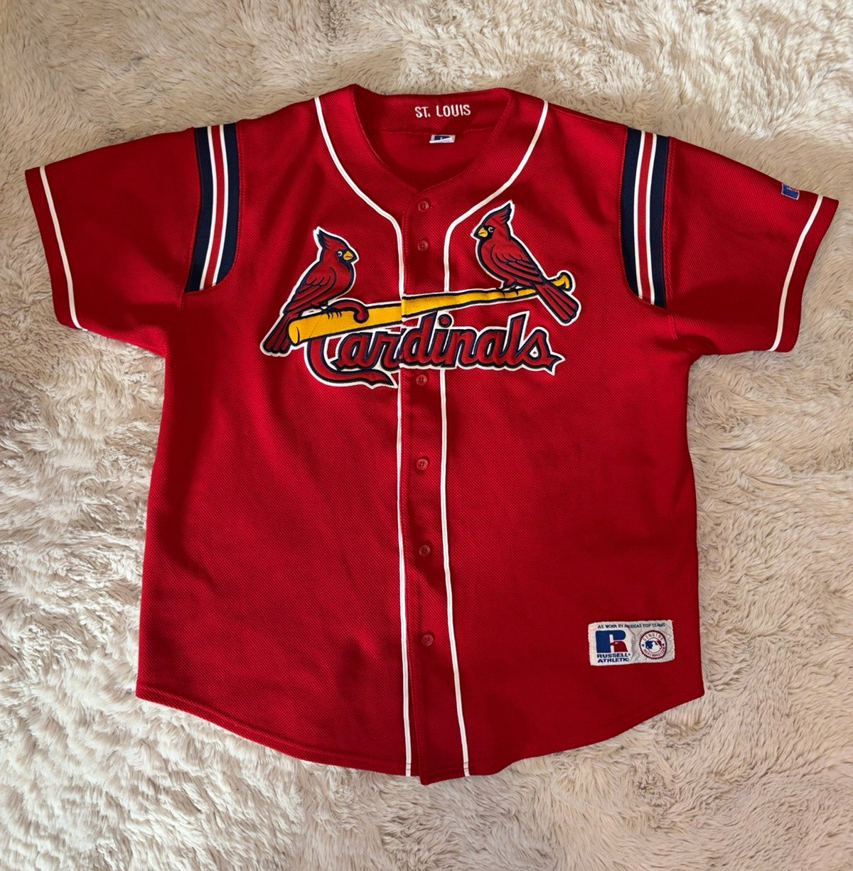 Vintage Russell Athletic St. Louis Cardinals MLB Baseball Jersey Red Size L