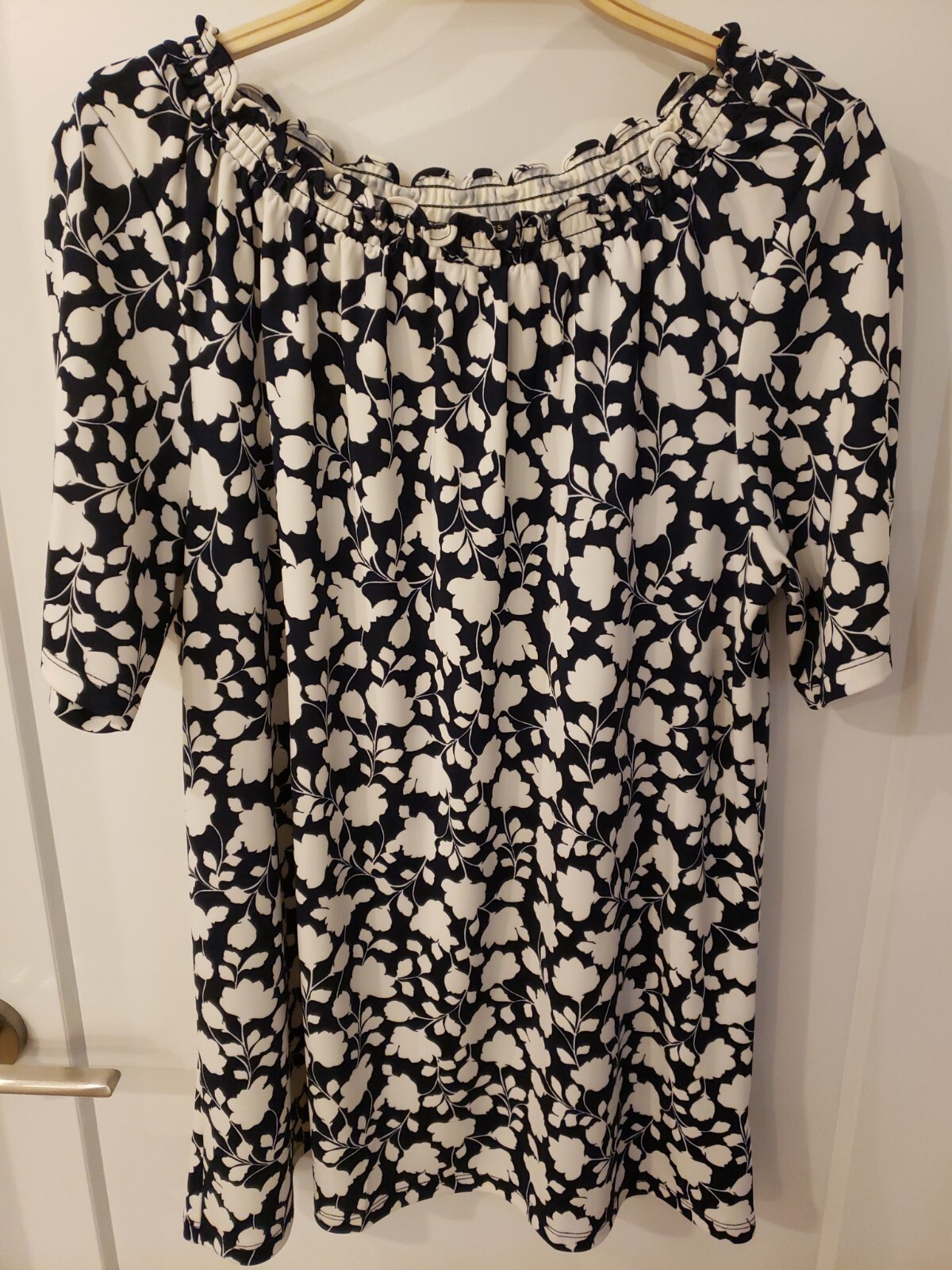 NWOT Talbots Womens Black/White Blouse Short Sleeve Plus Size X