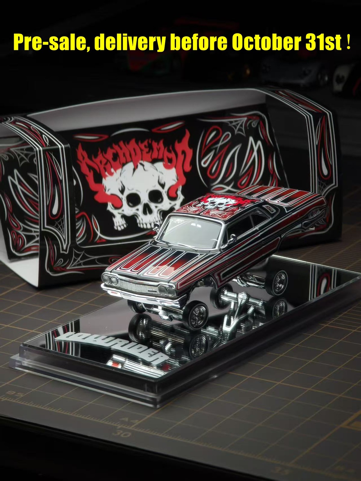 (Pre-sale) 97m 1/64 Impala Lowrider Day of The Dead Diecast Car Model