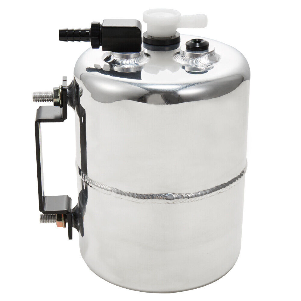 2L Polished Brake Vacuum Reservoir Tank Can 3/8'' Barb Fitting 2L