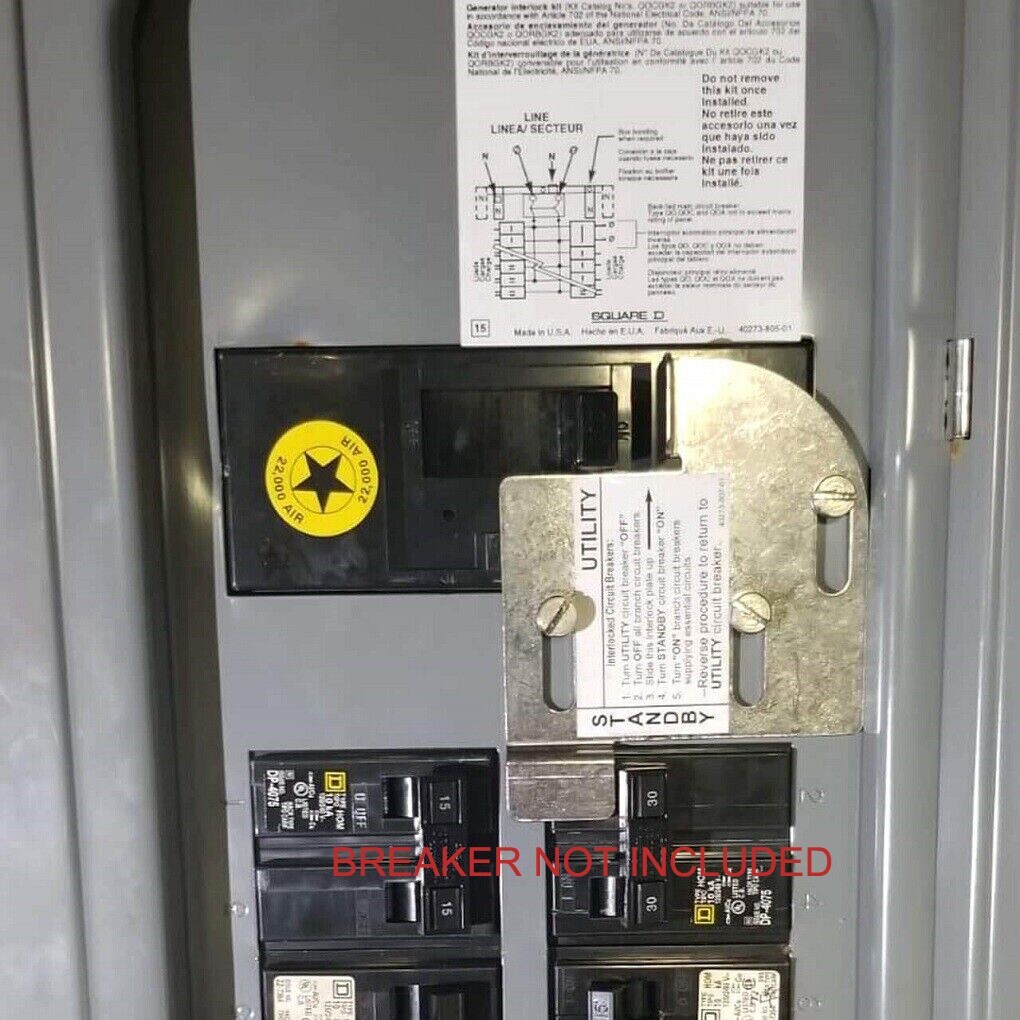 Generator interlock kit for Square D QO and Homeline 150 - 200 Amp Main Panel Generator interlock kit for Square D QO and Homeline 150 - 200 Amp Main Panel