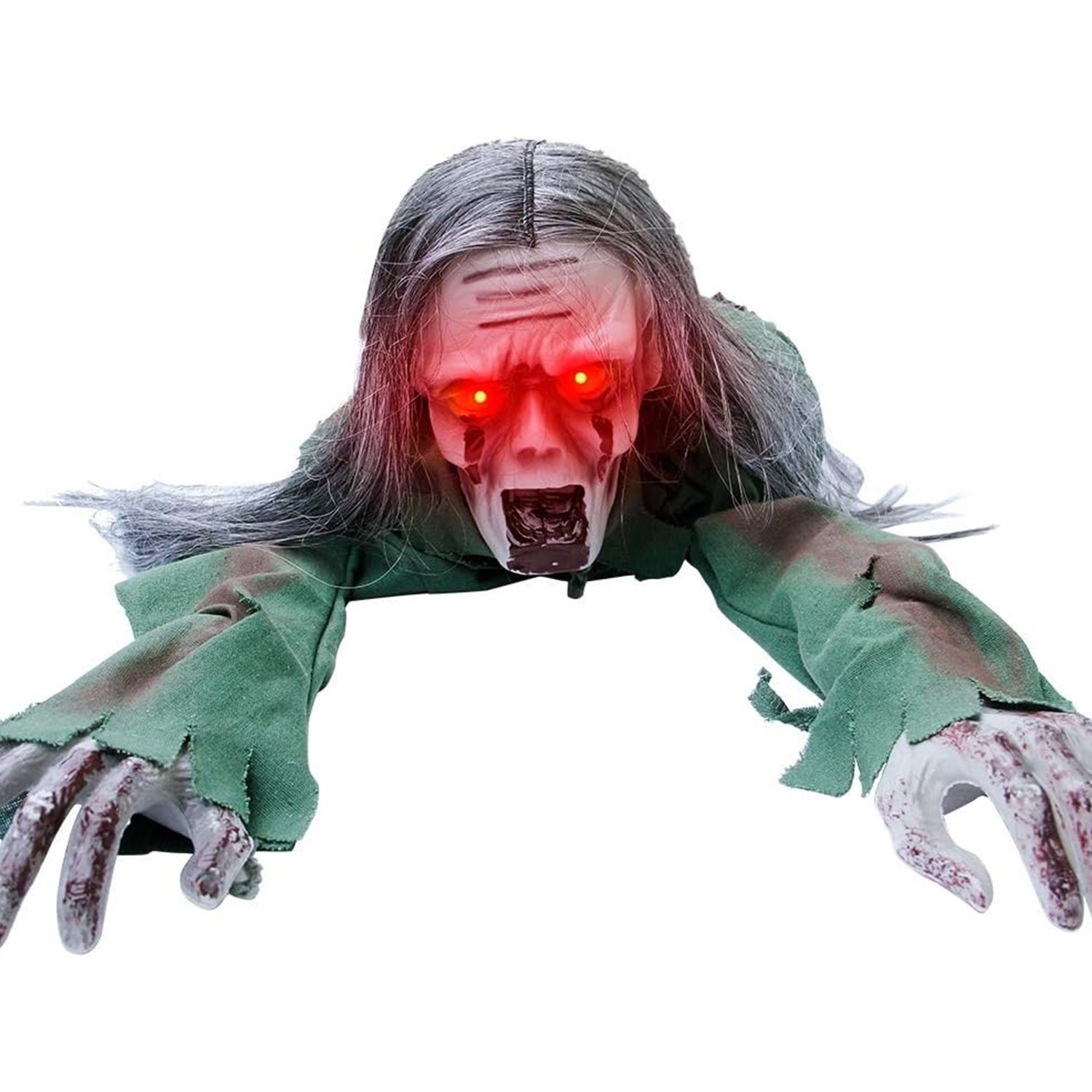 Scary Halloween Decorations 43in Touch & Voice Activated Crawling Zombie