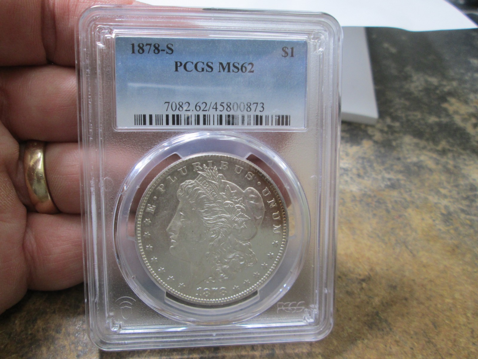 1878 S US Morgan Silver Dollar Coin PCGS MS 62 UNCIRCULATED CONDITION