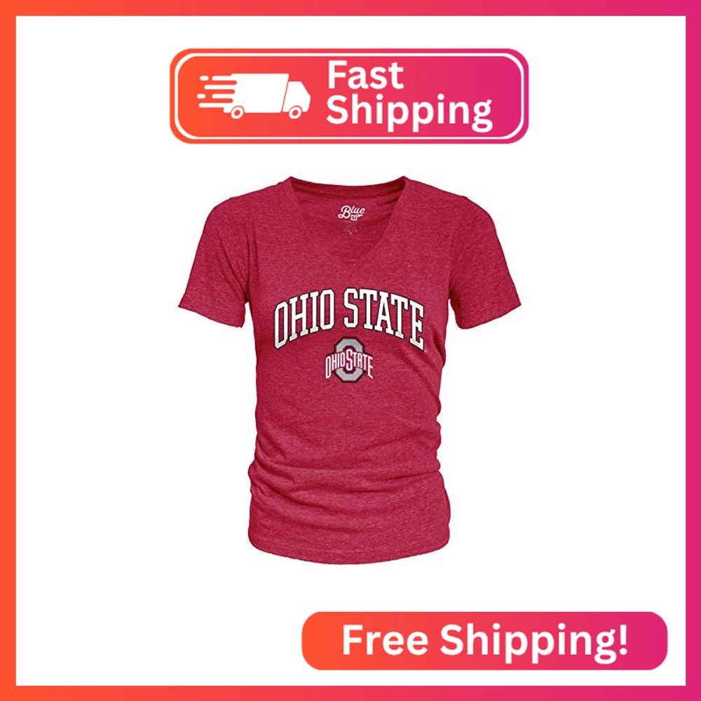 Blue 84 Women\'s Ohio State Buckeyes Heathered Team Color Confetti T Shirt, Ohio