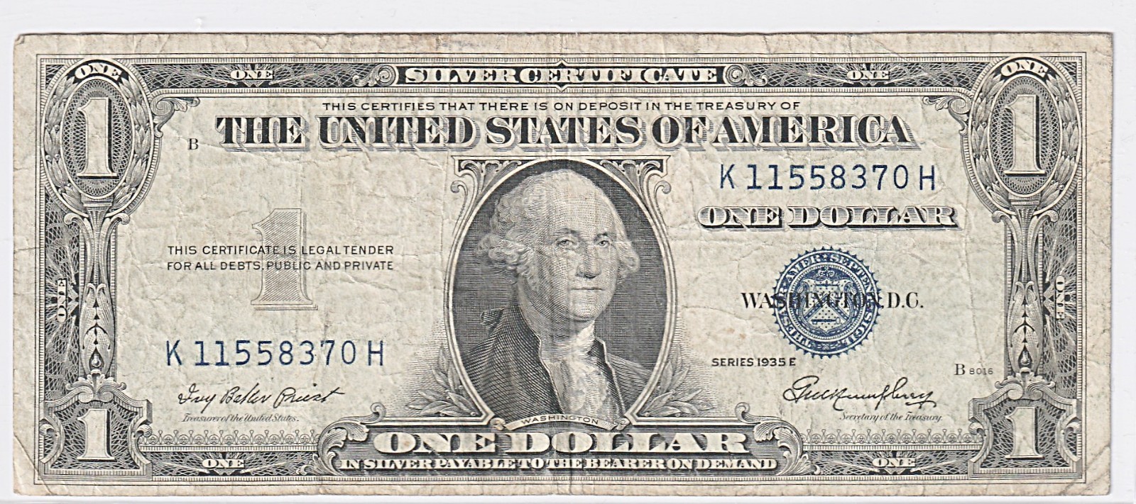 1935-E $1 One Dollar Silver Certificate No Motto  #714