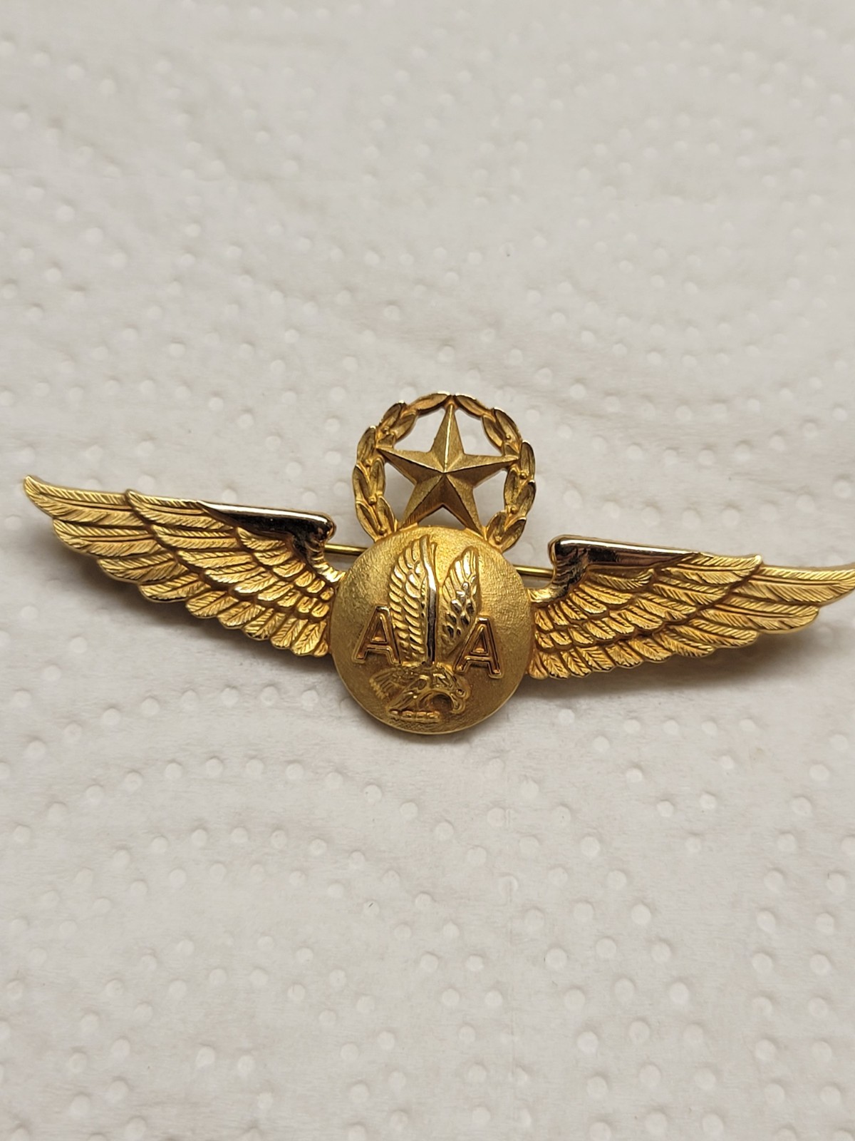 VTG AMERICAN AIRLINES 1/20th 10K GF SENIOR PILOT CREW WINGS 40s 50's AA LOGO HTF