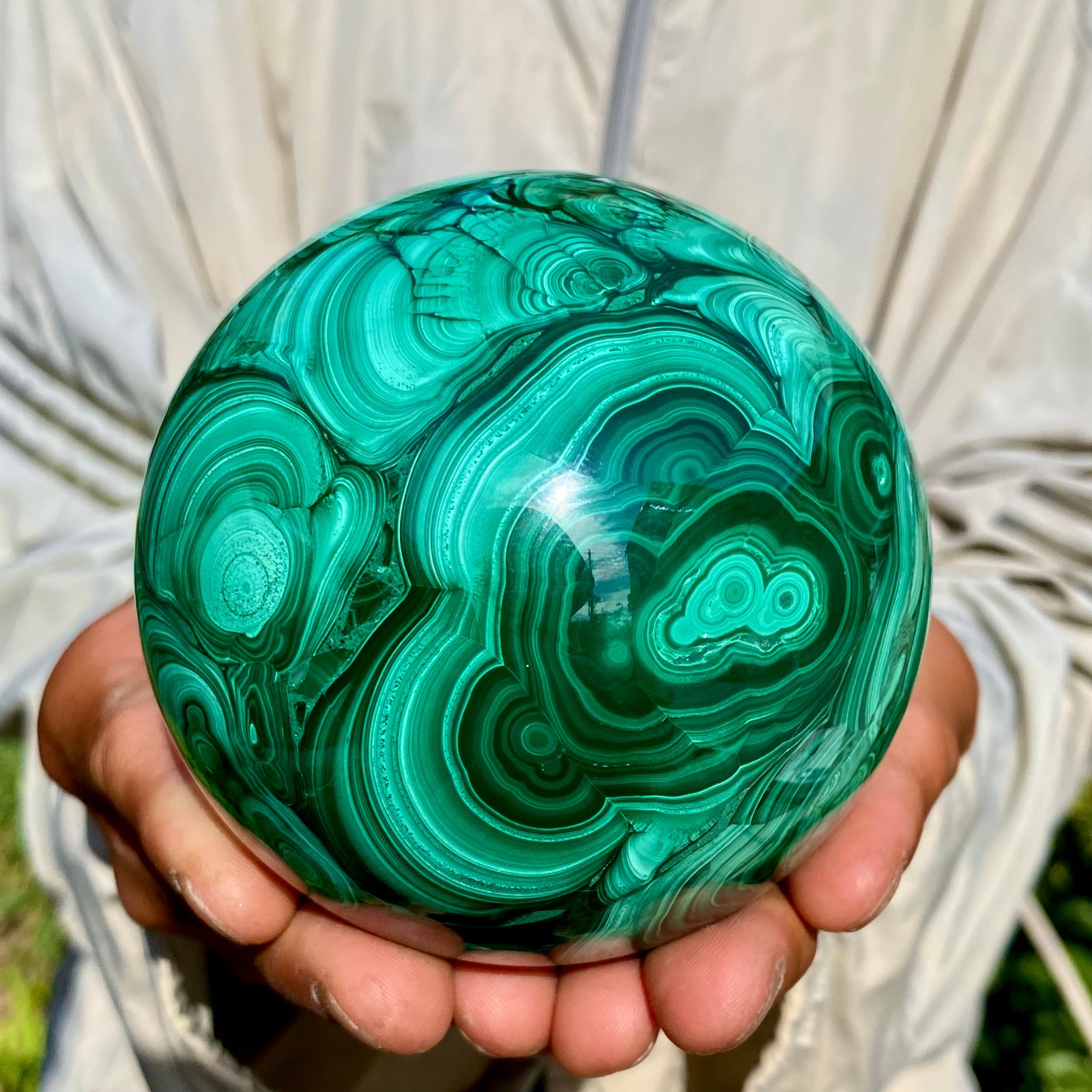 3.1LB Rare Natural Malachite quartz hand Carved sphere Crystal Healing Gem ball