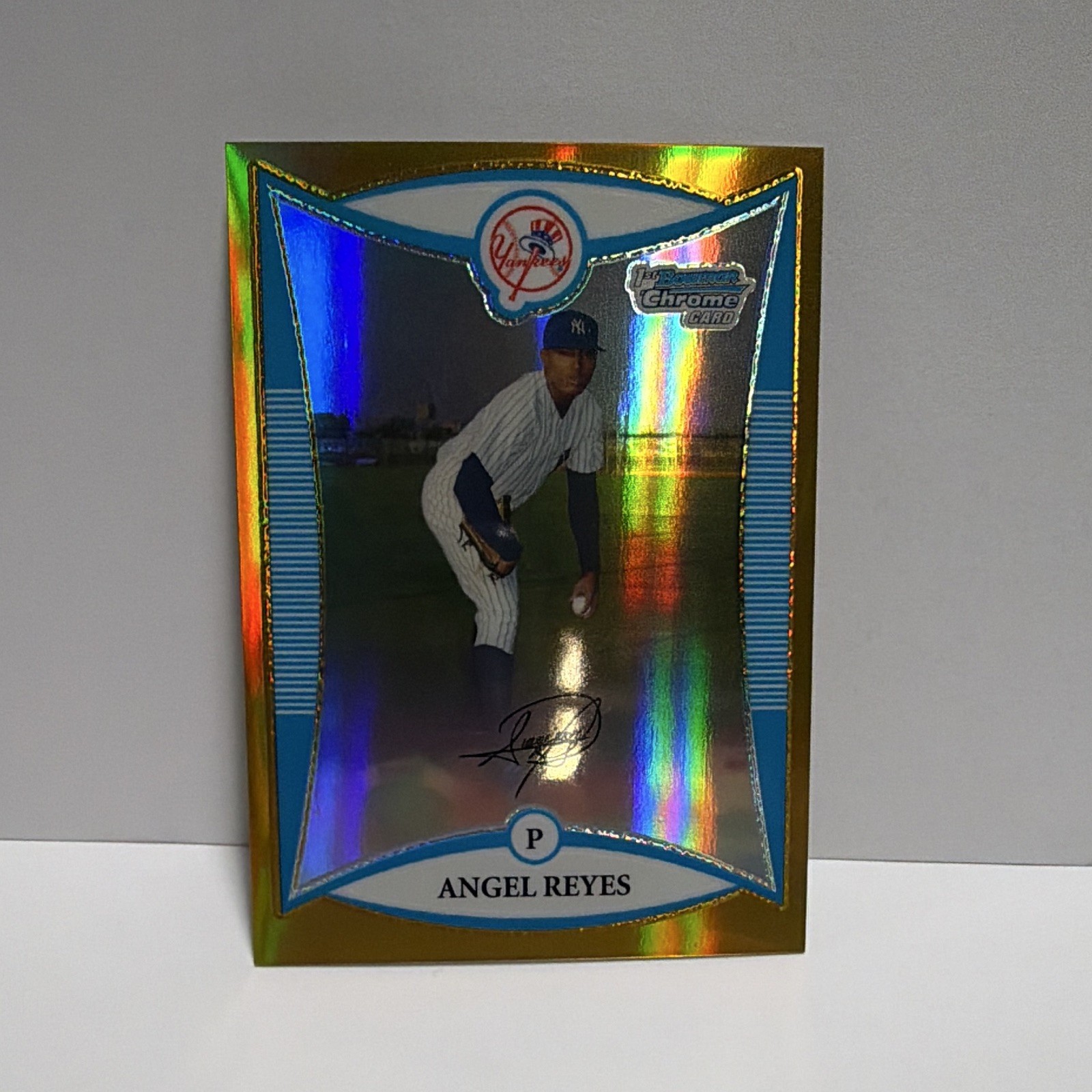 Topps 2008 Bowman Chrome Prospects Angel Reyes #BCP90 Gold Refractor /50 Yankees Topps 2008 Bowman Chrome Prospects Angel Reyes #BCP90 Gold Refractor /50 Yankees