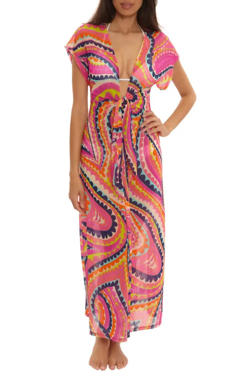 Trina Turk Swim Aphrodite Print Mesh Maxi Cover-Up Dress