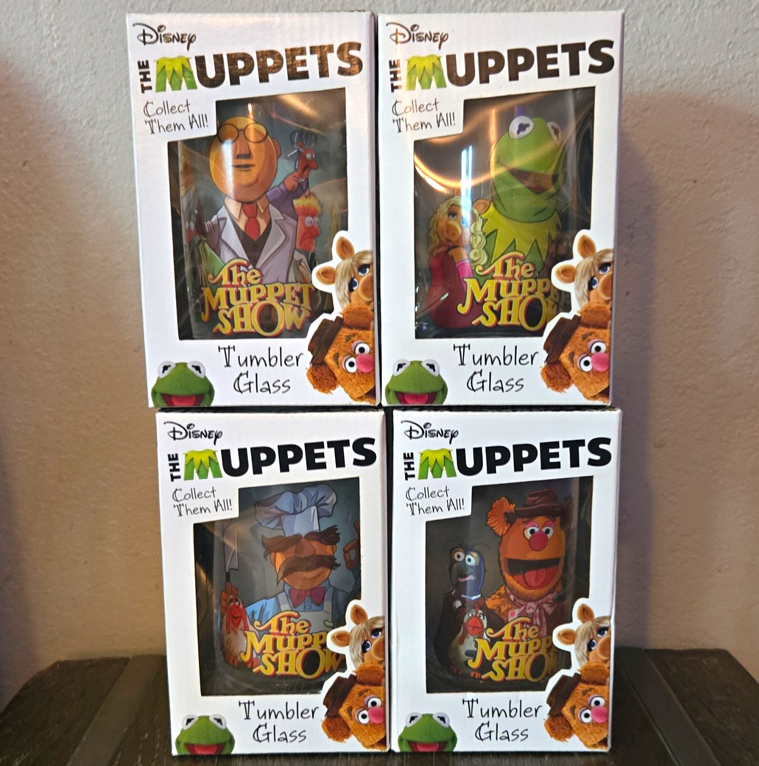 Disney Muppets The Muppet Show Tumbler Glass Set of 4 in Boxes