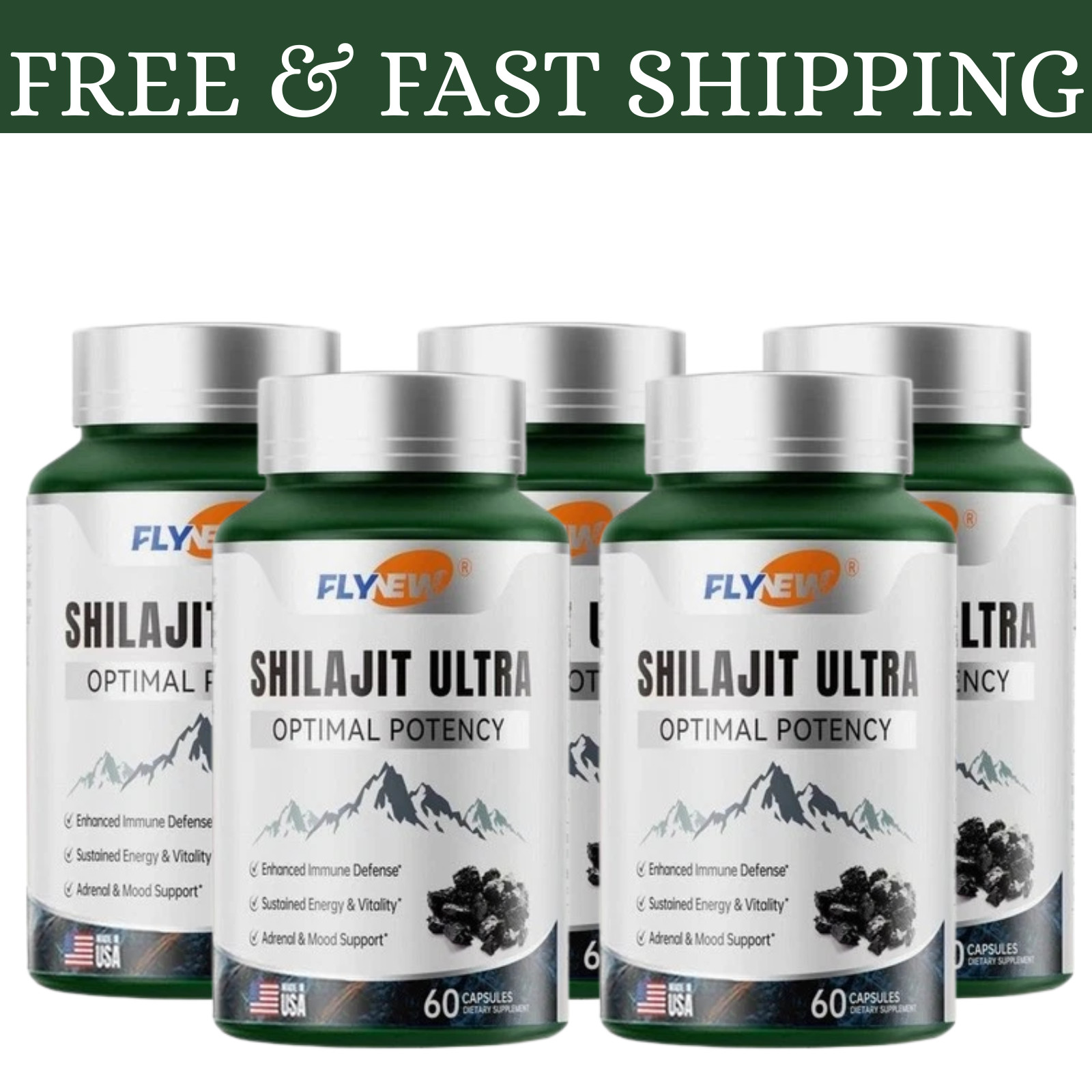 (5 Pack) Flynew Shilajit Ultra Optimal Potency, Shilajit Extract with L-Arginine (5 Pack) Flynew Shilajit Ultra Optimal Potency, Shilajit Extract with L-Arginine