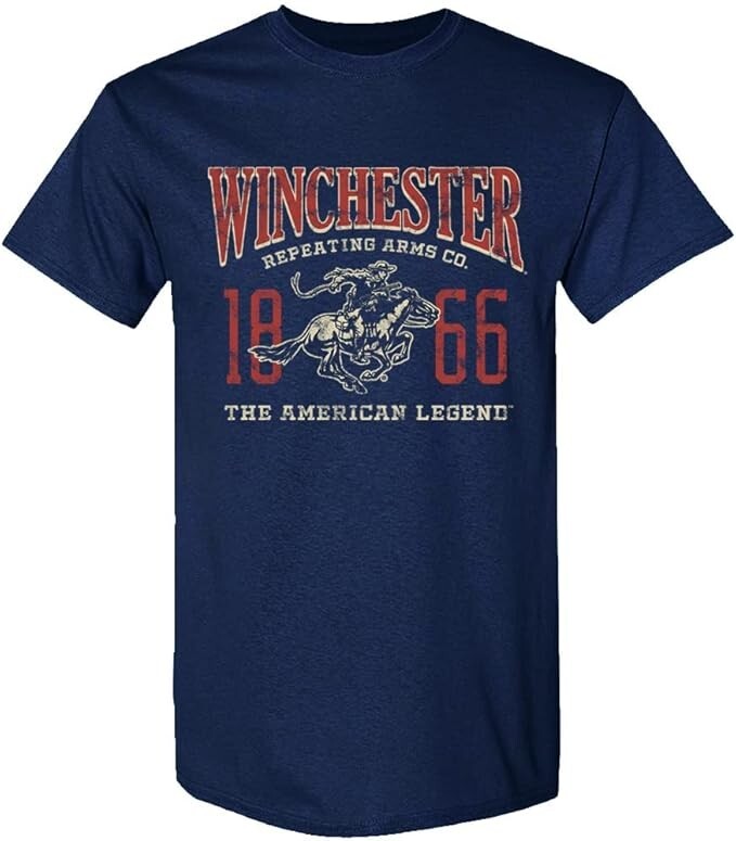 Winchester Official Vintage 1866 Rider Graphic T-Shirts for Men Winchester Official Vintage 1866 Rider Graphic T-Shirts for Men
