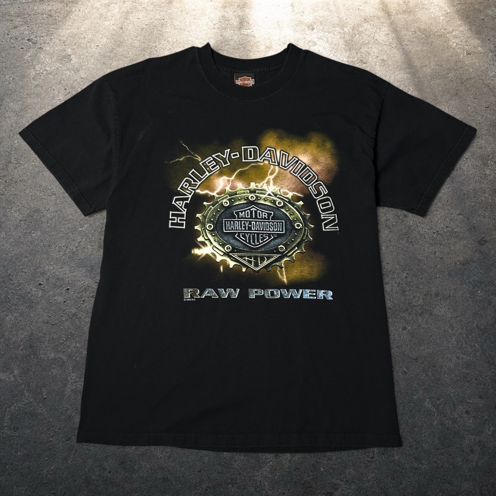 Vintage 1998 Harley Davidson Raw Power T-Shirt Black XL Skater Biker Retro 90s Vintage 1998 Harley Davidson Raw Power T-Shirt Black XL Skater Biker Retro 90s