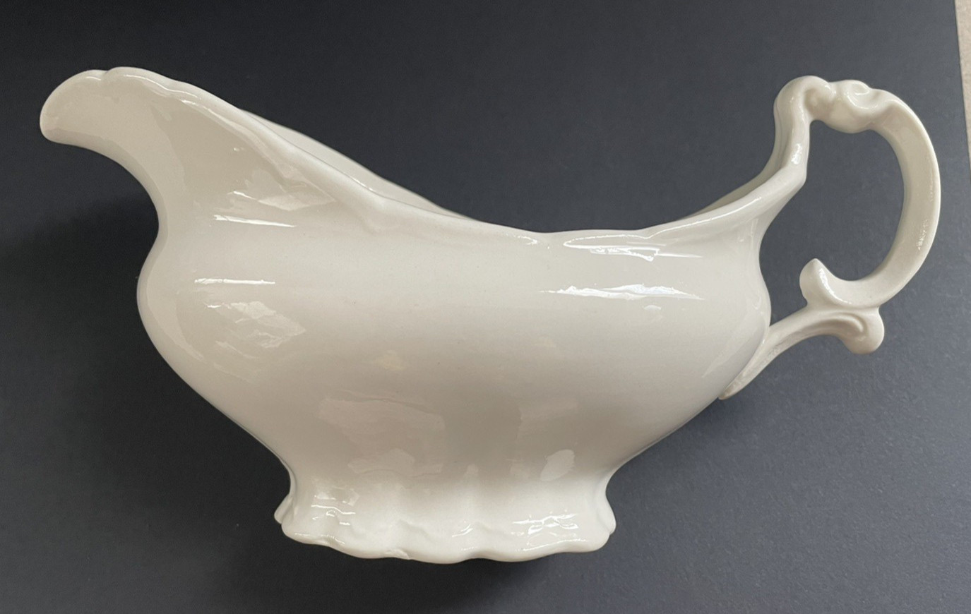 KT&K Co Gravy Boat  White Porcelain Antique Vintage Pottery Made in America