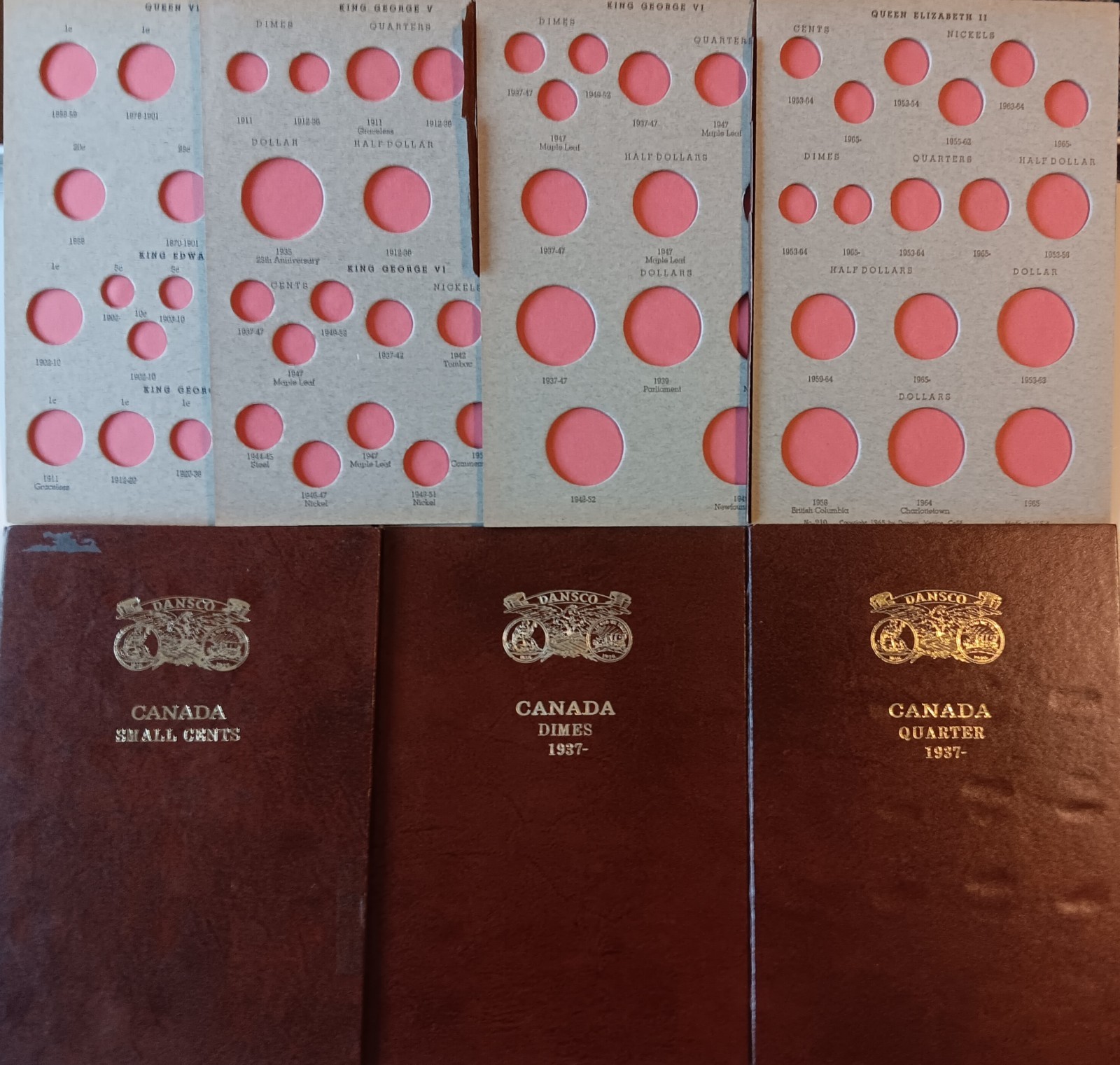 Dansco Canadian Canada Coin Folder Album Lot Of 4 Small Cent Dime Quarter & Type Dansco Canadian Canada Coin Folder Album Lot Of 4 Small Cent Dime Quarter & Type