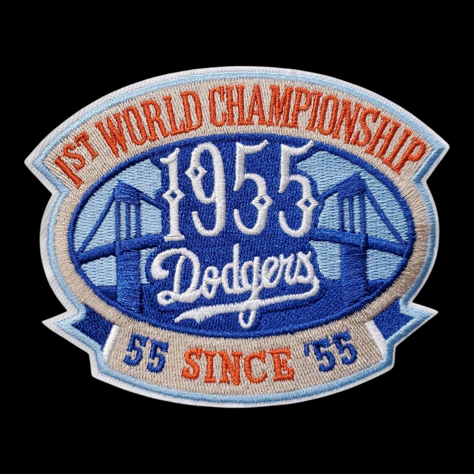 LA Dodgers 1955 First Championship MLB Patch. Embroidered. Iron On. 4.5\ LA Dodgers 1955 First Championship MLB Patch. Embroidered. Iron On. 4.5\