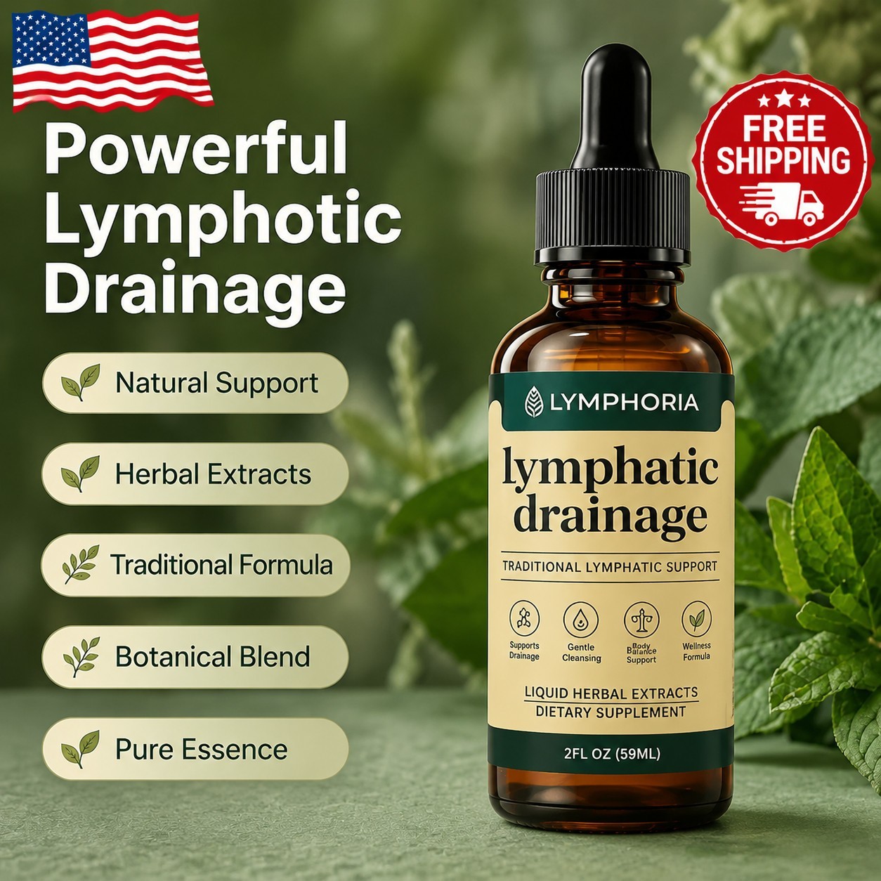 Lymphoria Lymphatic Drainage Drops 59ml Bloat Relief Detox Immune Support